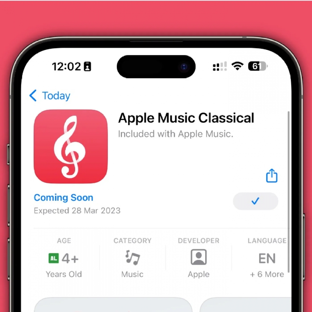 Apple Music Classical App Store listing