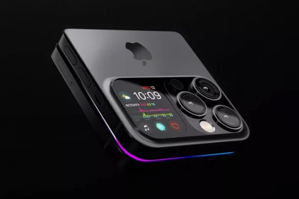 A concept image of what Apple's upcoming foldable iPhone might look like.