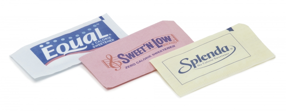 Popular artificial sweetener packets (Aspartame, Sucralose, Saccharin, etc) (Brand names Equal, Sweet 'N Low, Splenda)