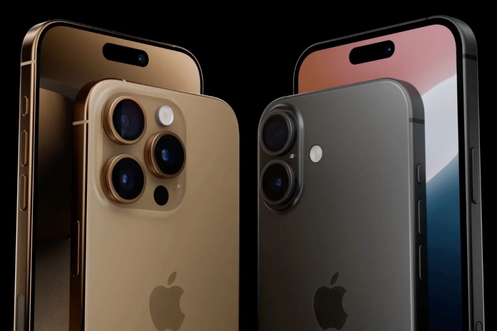 More concept images of Apple's iPhone 16 Pro (left) and iPhone 16 (right).