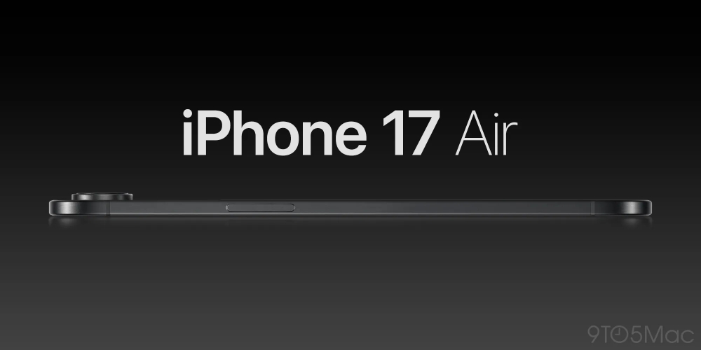 A 3D-rendering of what Apple's iPhone 17 Air (or iPhone 17 Slim, depending on who you ask) might look like.