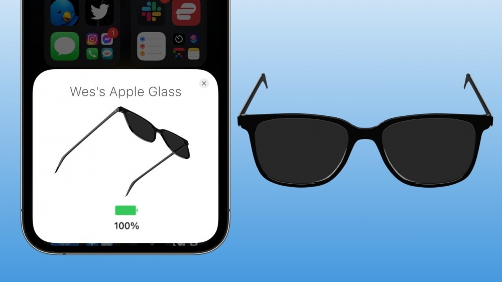 A concept image of an Apple iPhone pairing with Apple's rumored AR Glasses, or 