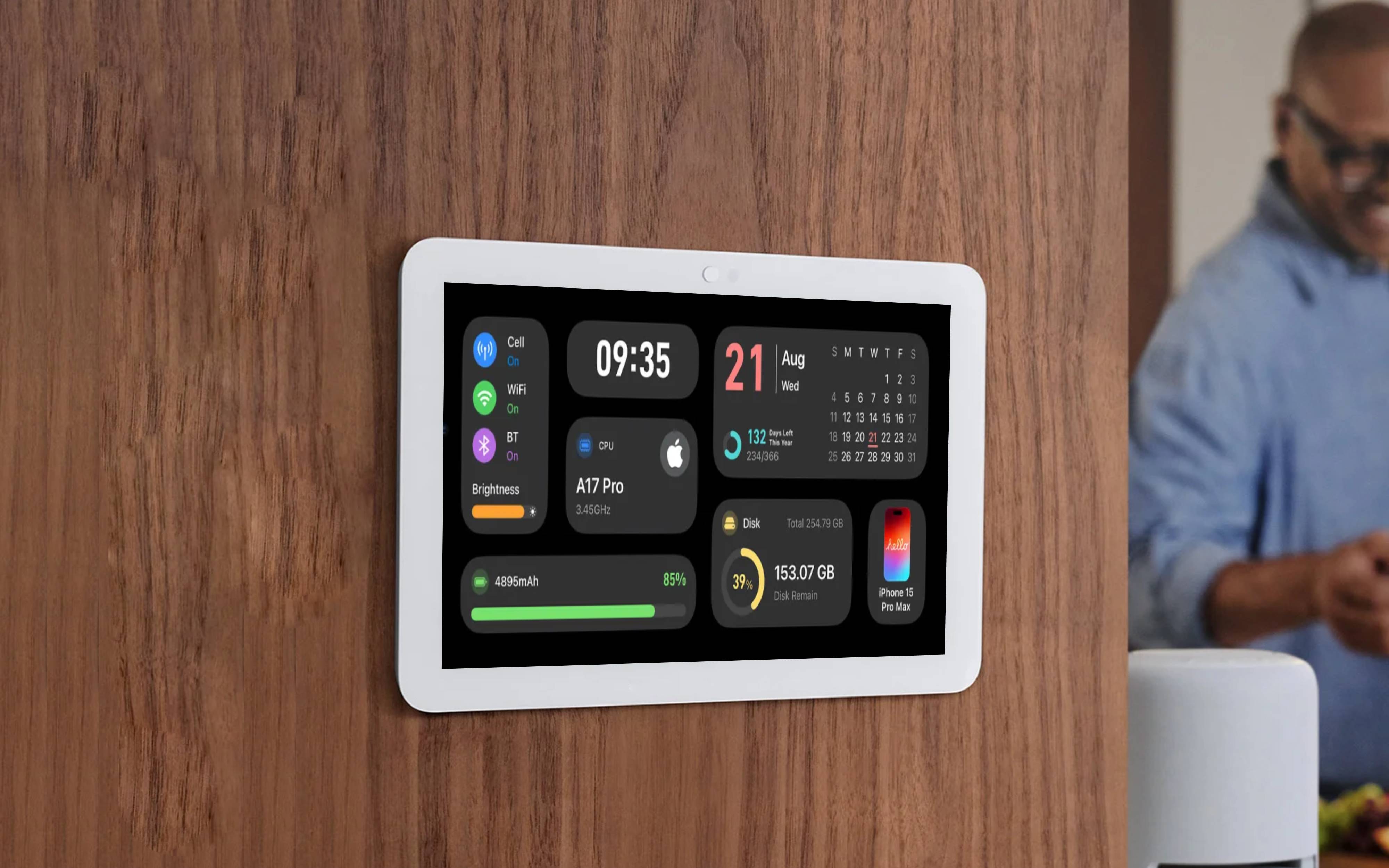 A concept for Apple’s rumored Smart Home Wall Tablet, aiming to act as a central control hub for Apple’s smart home ecosystem.