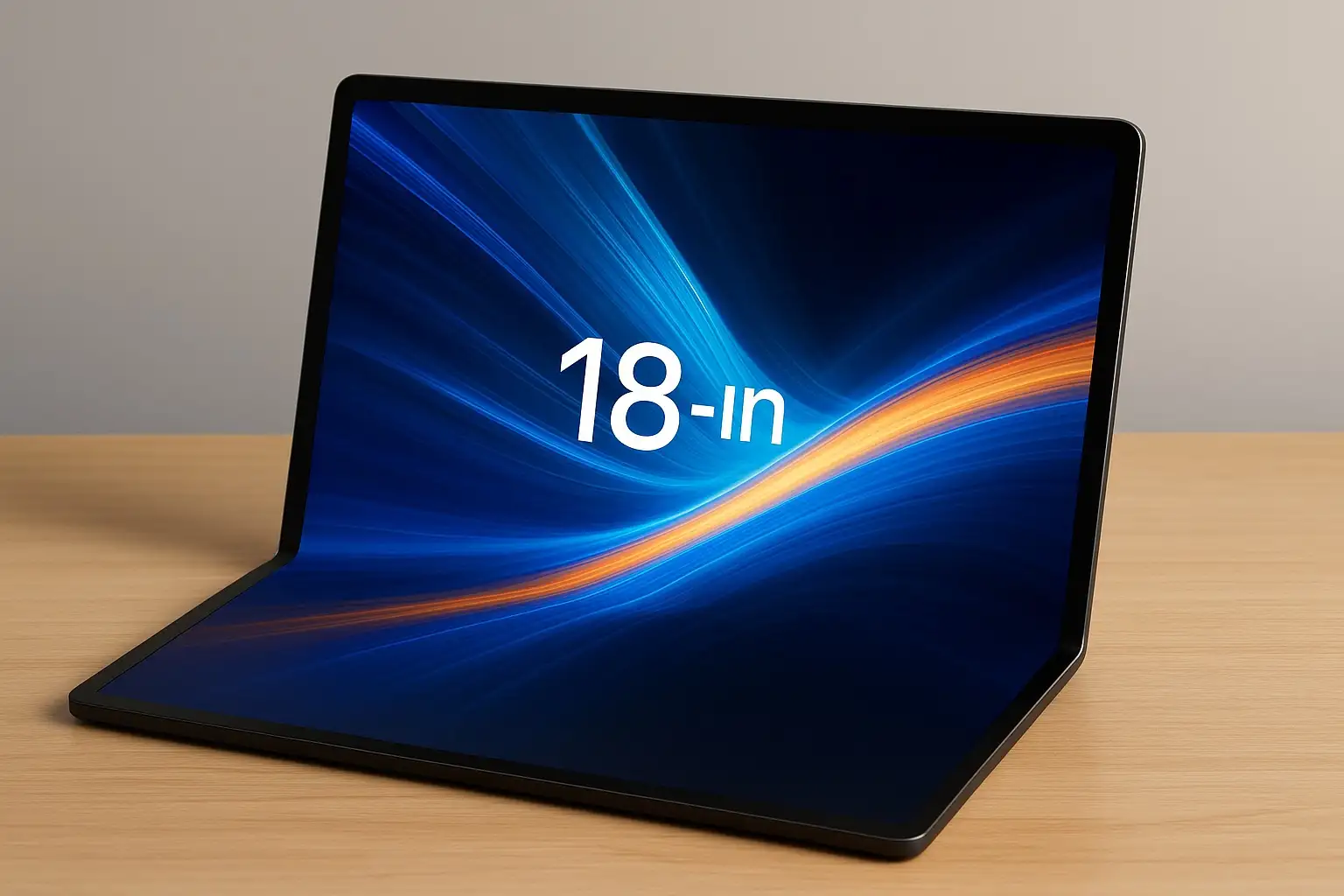 A concept of an 18-inch unfolded Apple Foldable iPad. It's now expected to come in 2029.