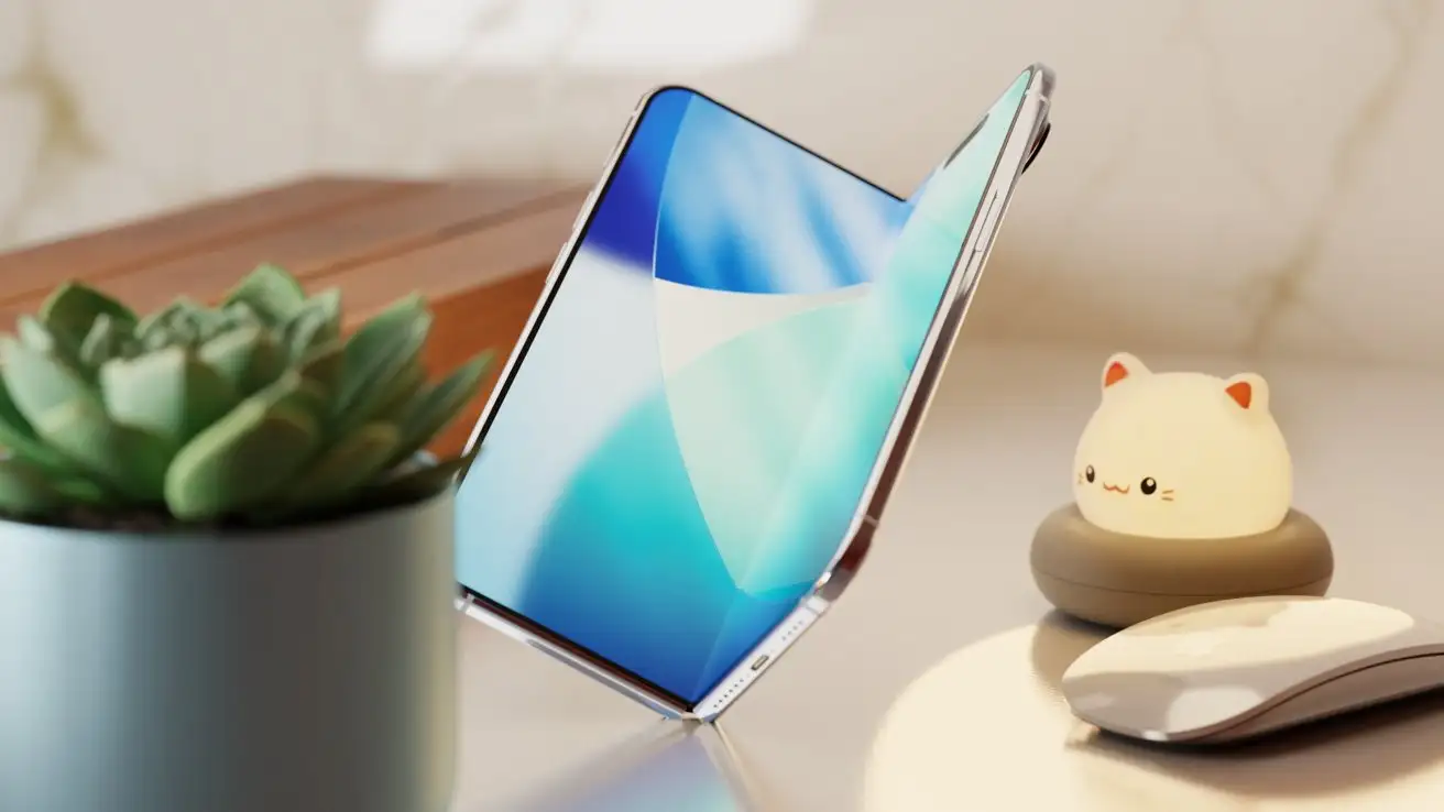 A concept rendering of Apple's upcoming first-ever Foldable iPhone.