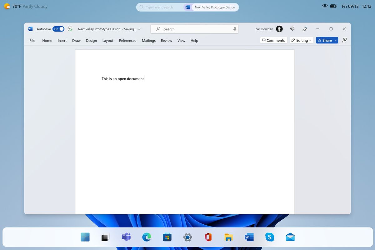 A leaked concept of Microsoft's upcoming major Windows UI refresh, Windows 12.