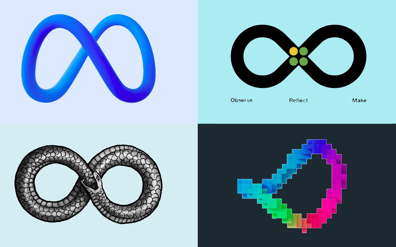 All of the design inspirations behind Meta's logo design.