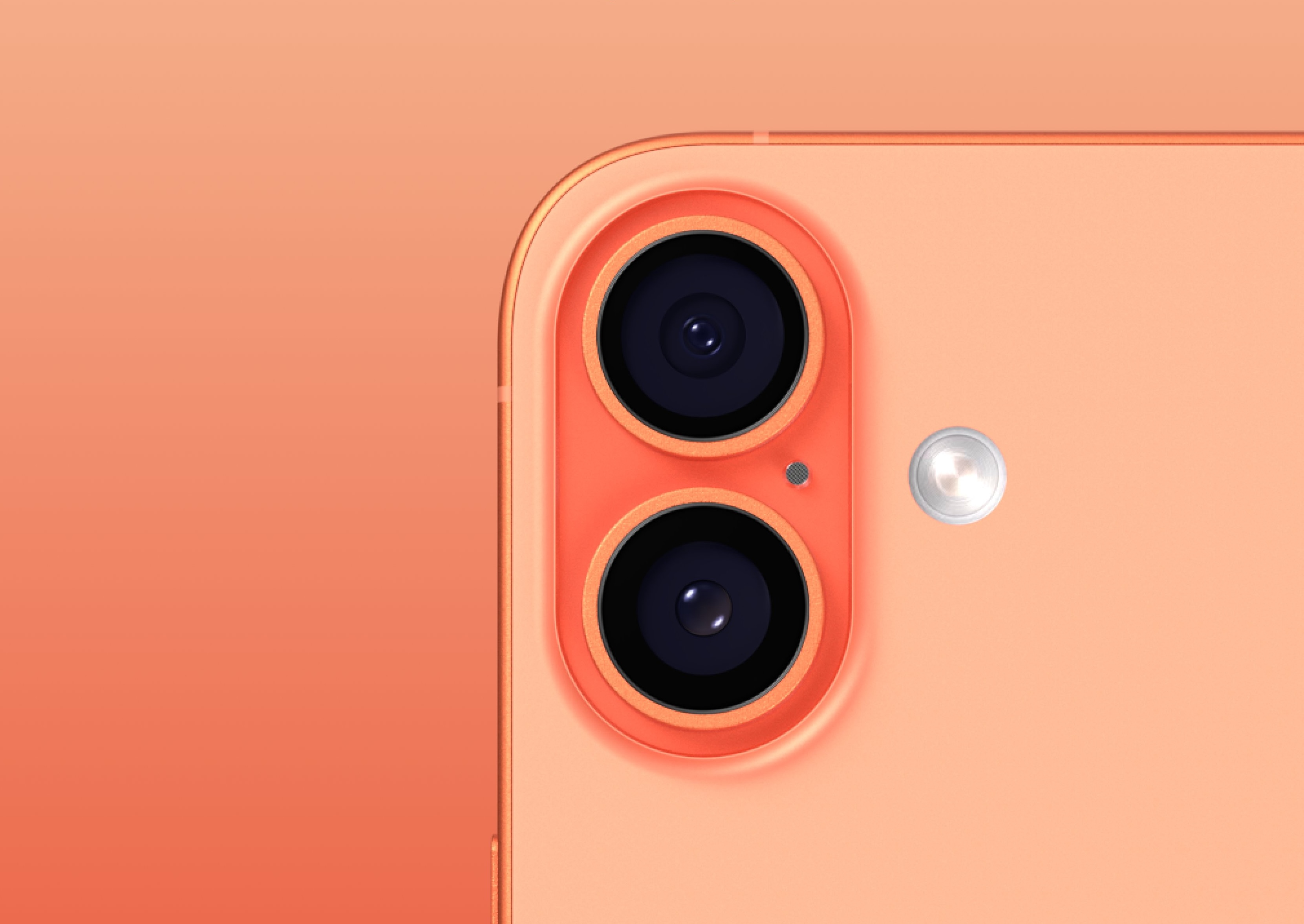 Another closeup concept rendering of the 48MP rear camera on iPhone 17 (orange color).