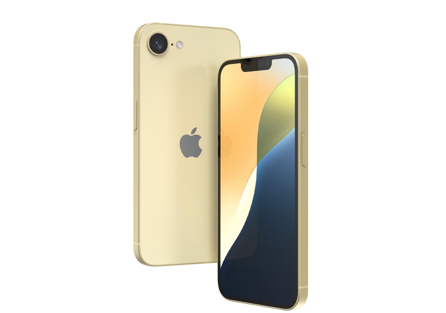 Another concept image of a yellow iPhone SE 4, expected to be announced in March 2025.