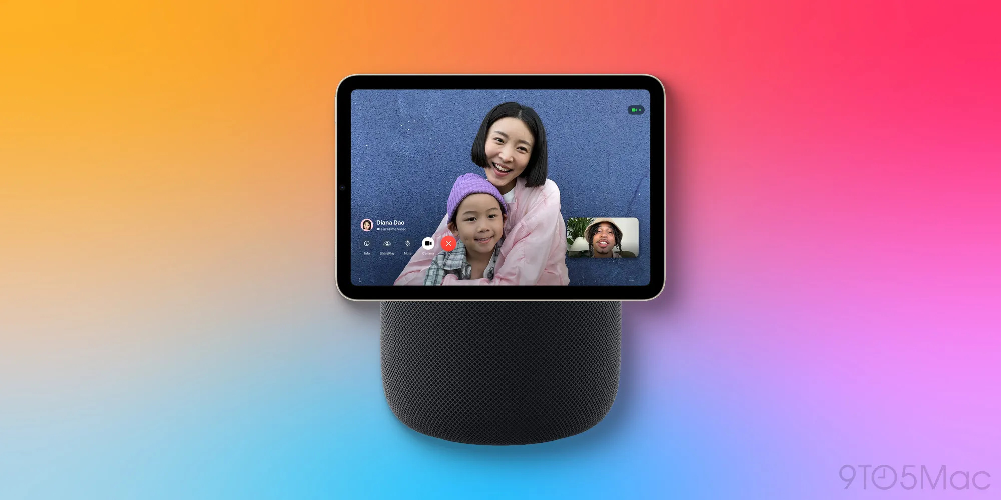 Another concept rendering of Apple's upcoming 2025 homeOS-based smart home display, allegedly able to be wall-mounted or placed on a desk or flat surface using a special 