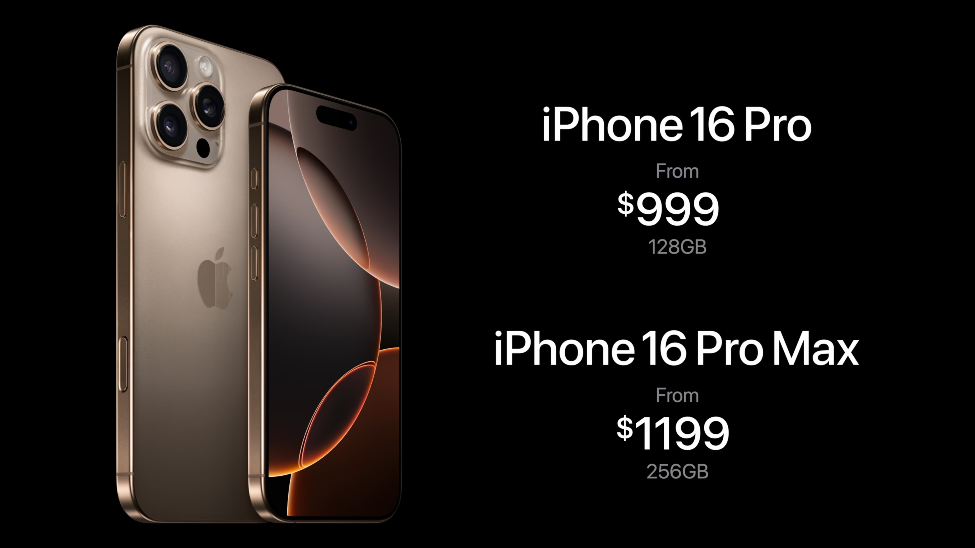 Apple's current lineup of Pro iPhones, including iPhone 16 Pro and 16 Pro Max, start at $999 and $1,199, respectively.