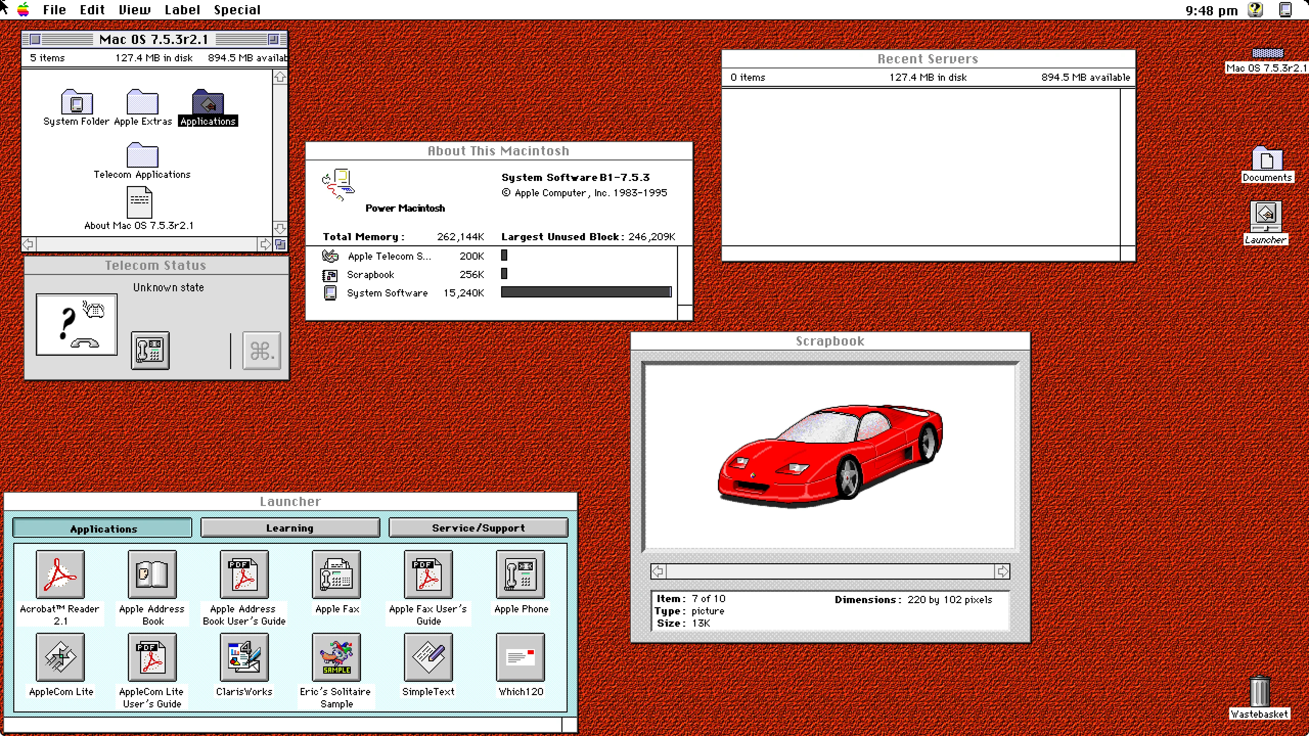 Apple's Mac OS 7.5.3, released in 1996.