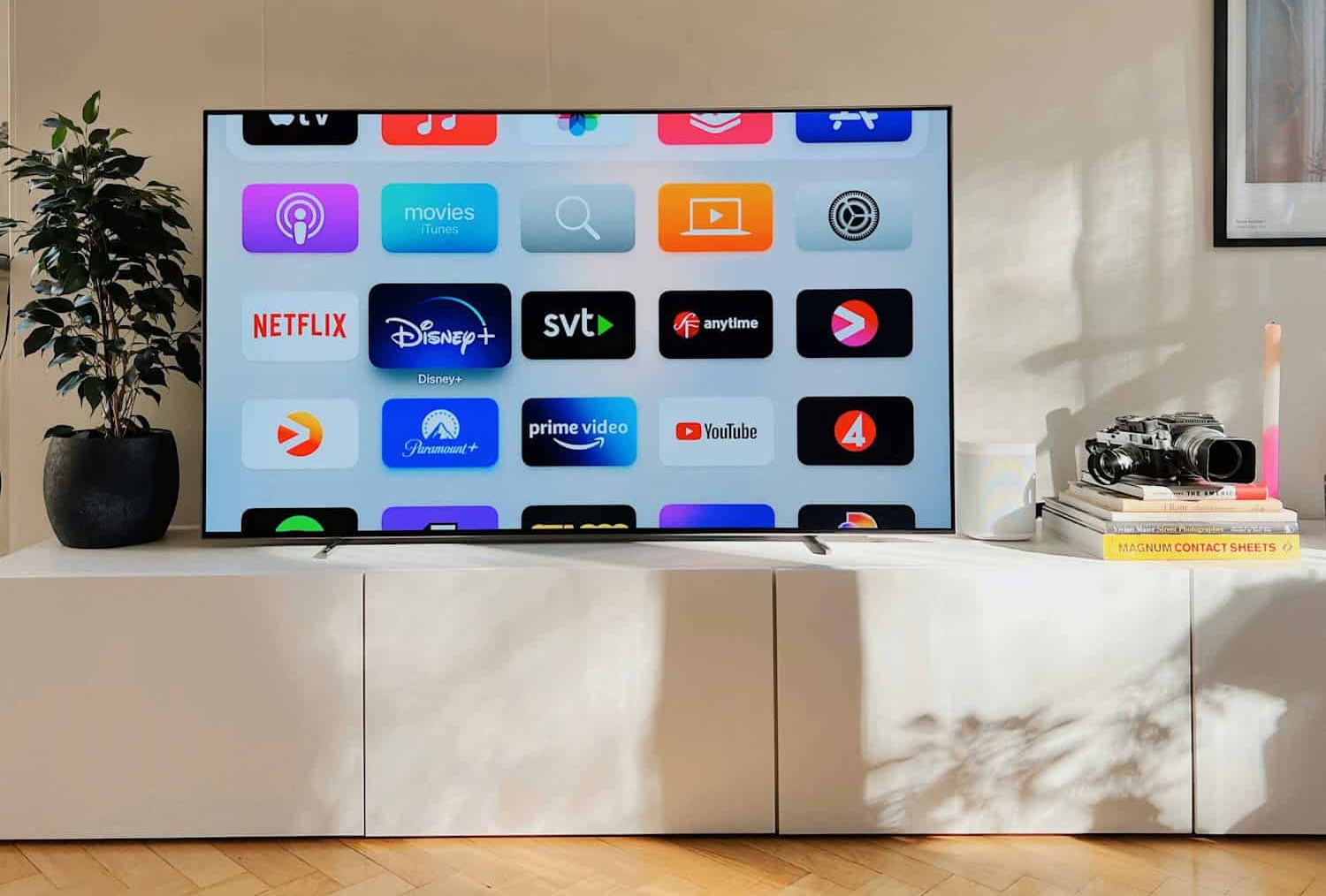 Apple's proprietary tvOS operating system on a moden, flatscreen TV.