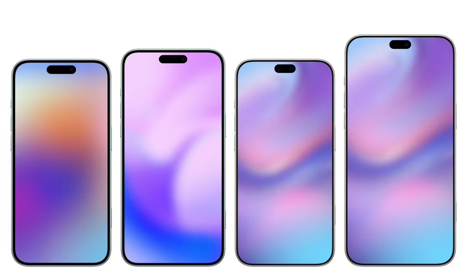 Apple's rumored 2025 iPhone lineup, including the iPhone 17, 17 Air, 17 Pro and 17 Pro Max (from left to right).