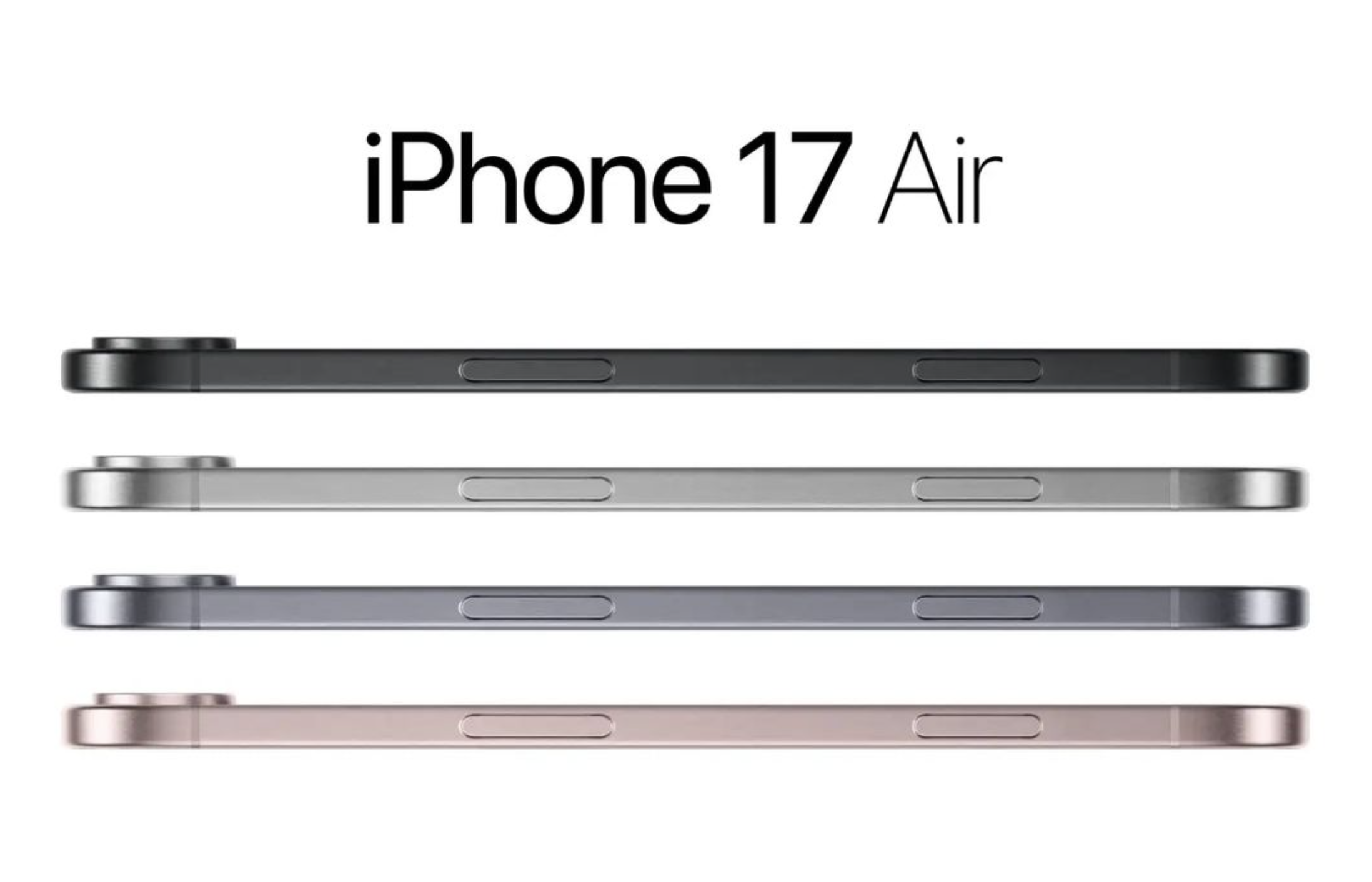 Apple's rumored iPhone 17 Air in various color shades including rose gold.