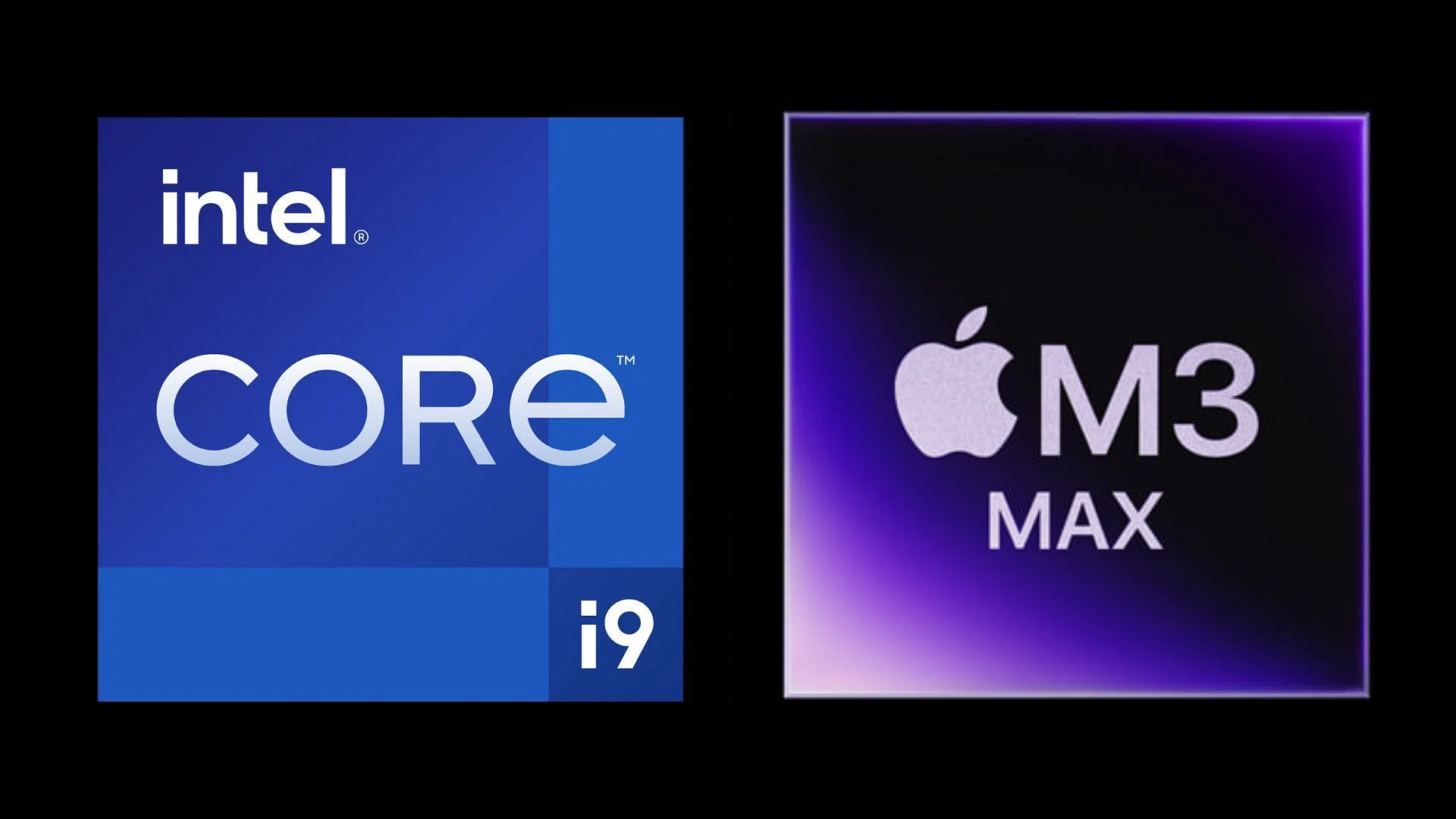 Left: Intel Core i9 chipset. Right: Apple M3 Max chipset.