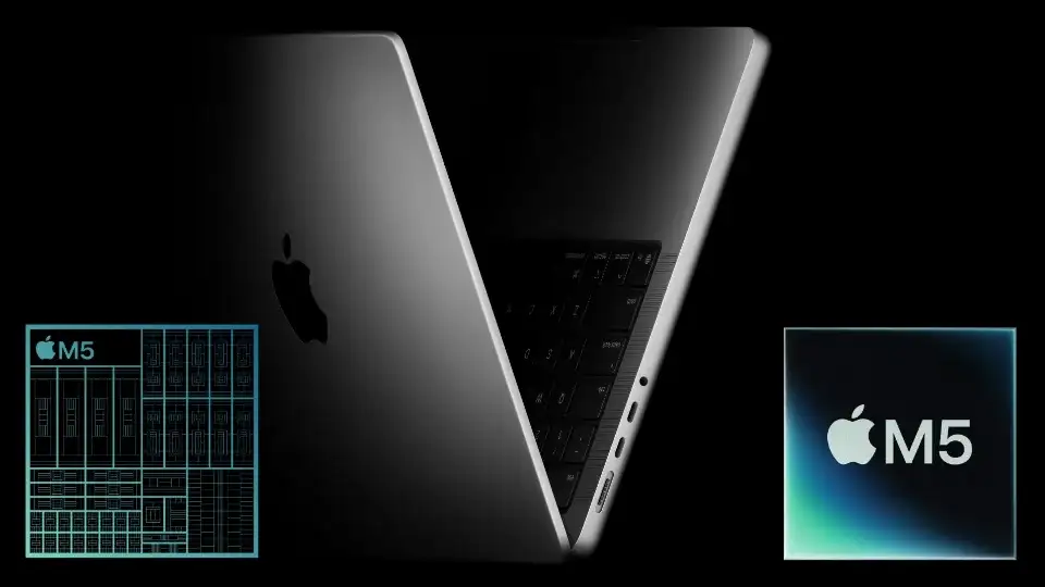 Official teaser image of the Apple M5 MacBook Pro (2025).