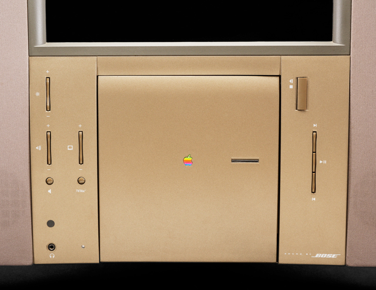 Pictured: The front buttons and interface of Apple's famous 20th Anniversary Macintosh.