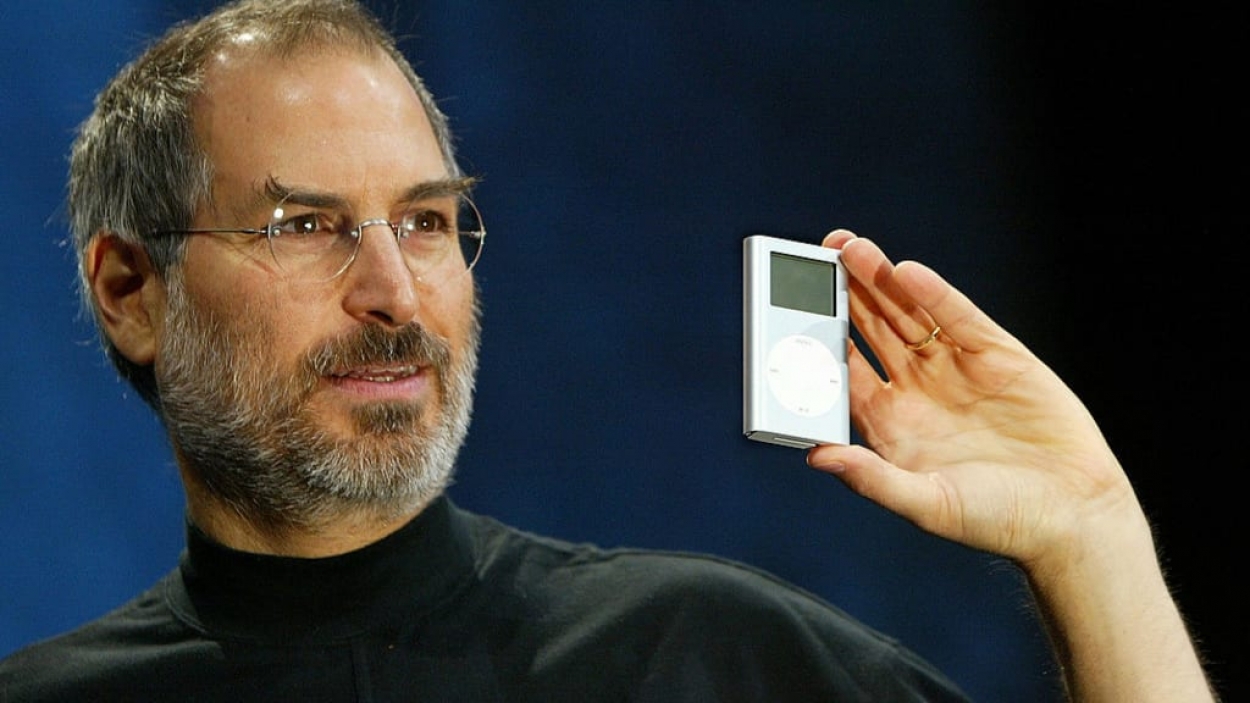 Steve Jobs announcing the original iPod in October 2001.