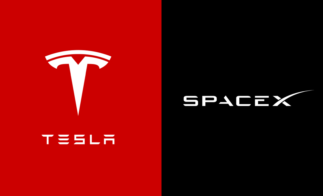 The Tesla and SpaceX logos.