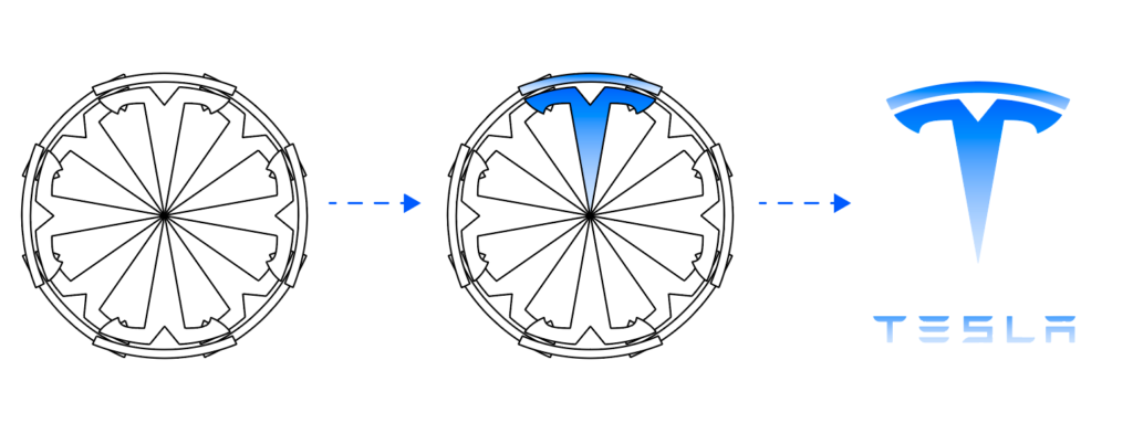 The Tesla logo is allegedly inspired by an electric vehicle wheel.