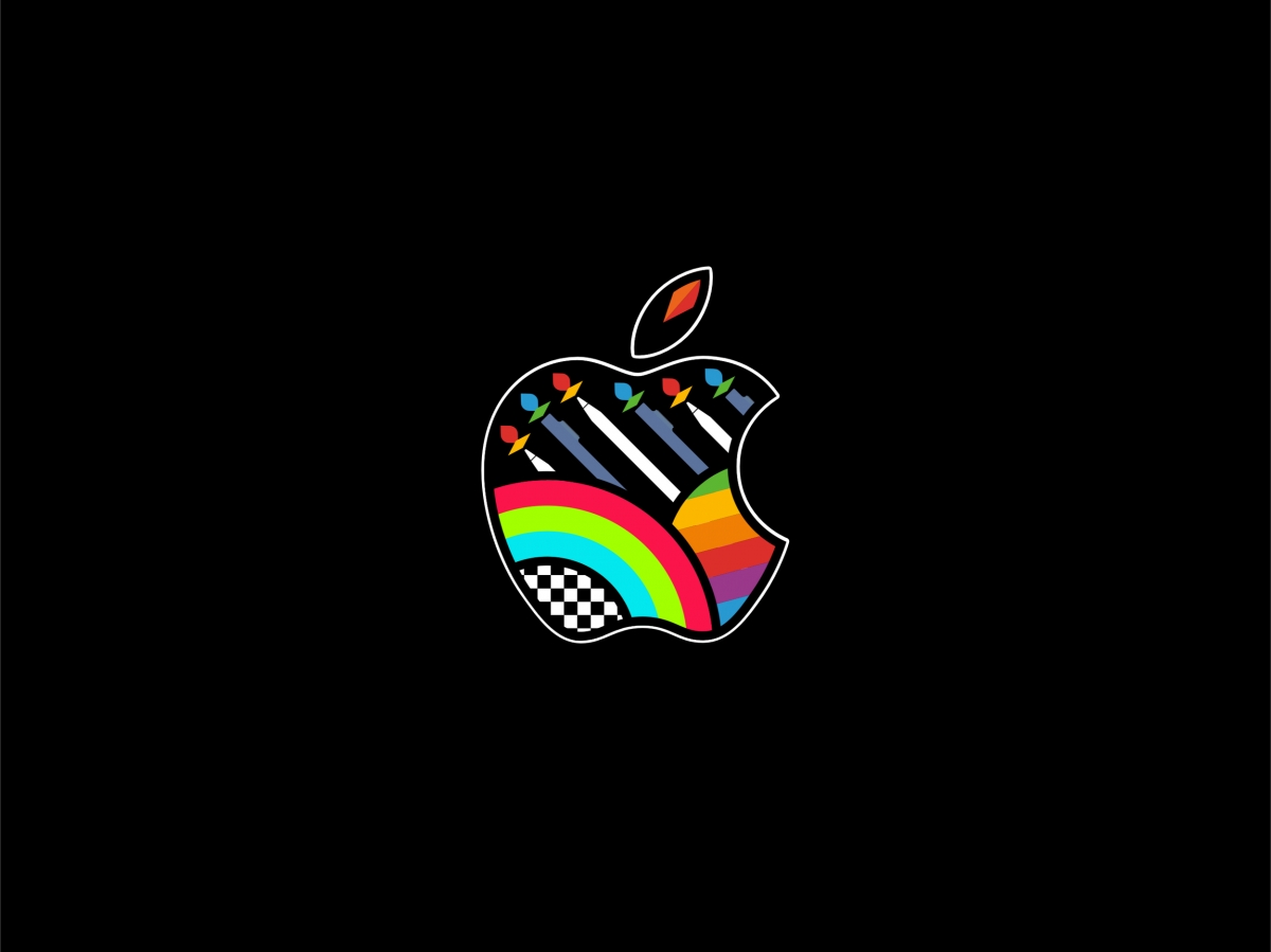 Colorful Apple Logo Black