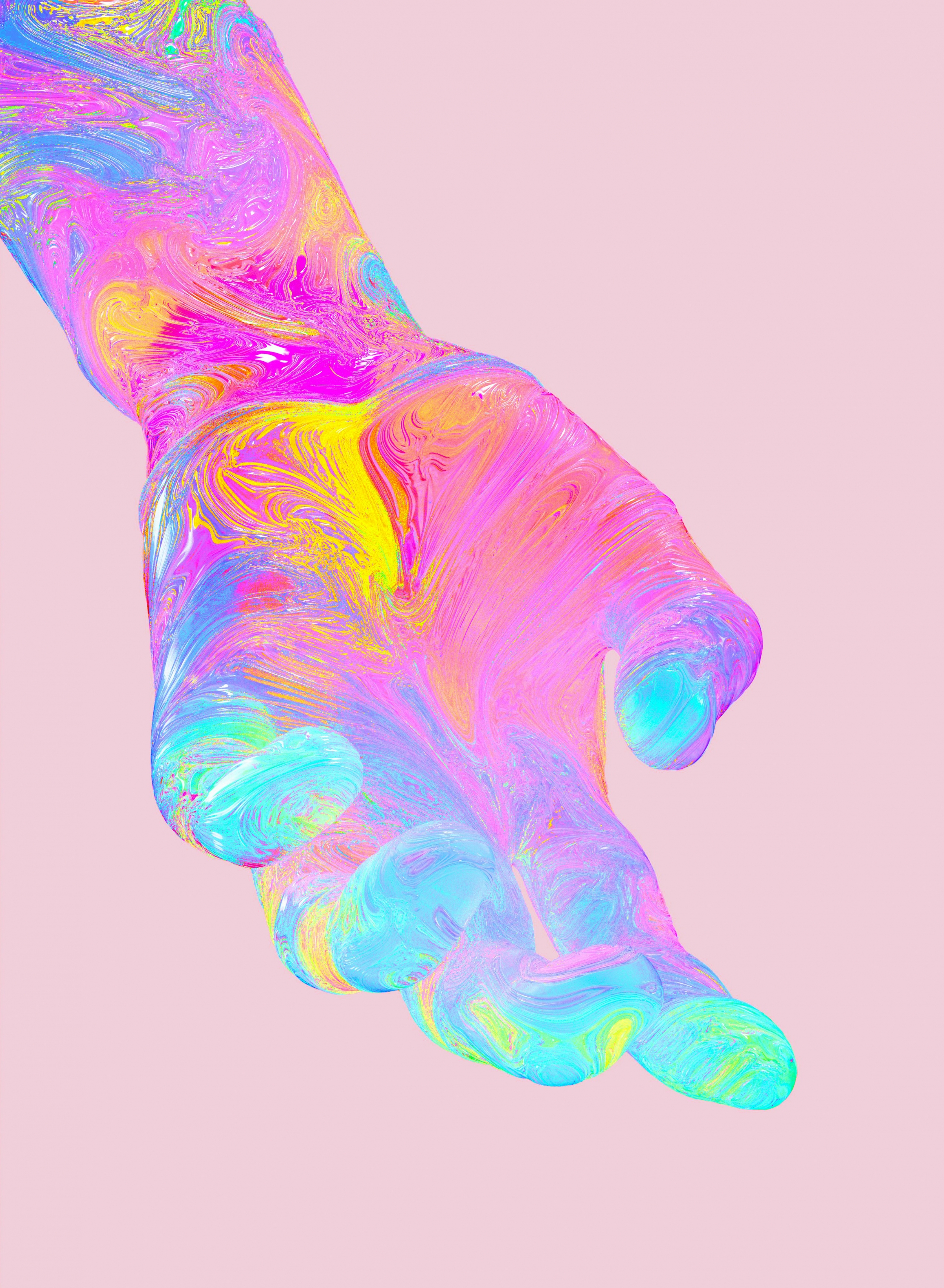 3D Digital Human Hand Colorful Rainbow