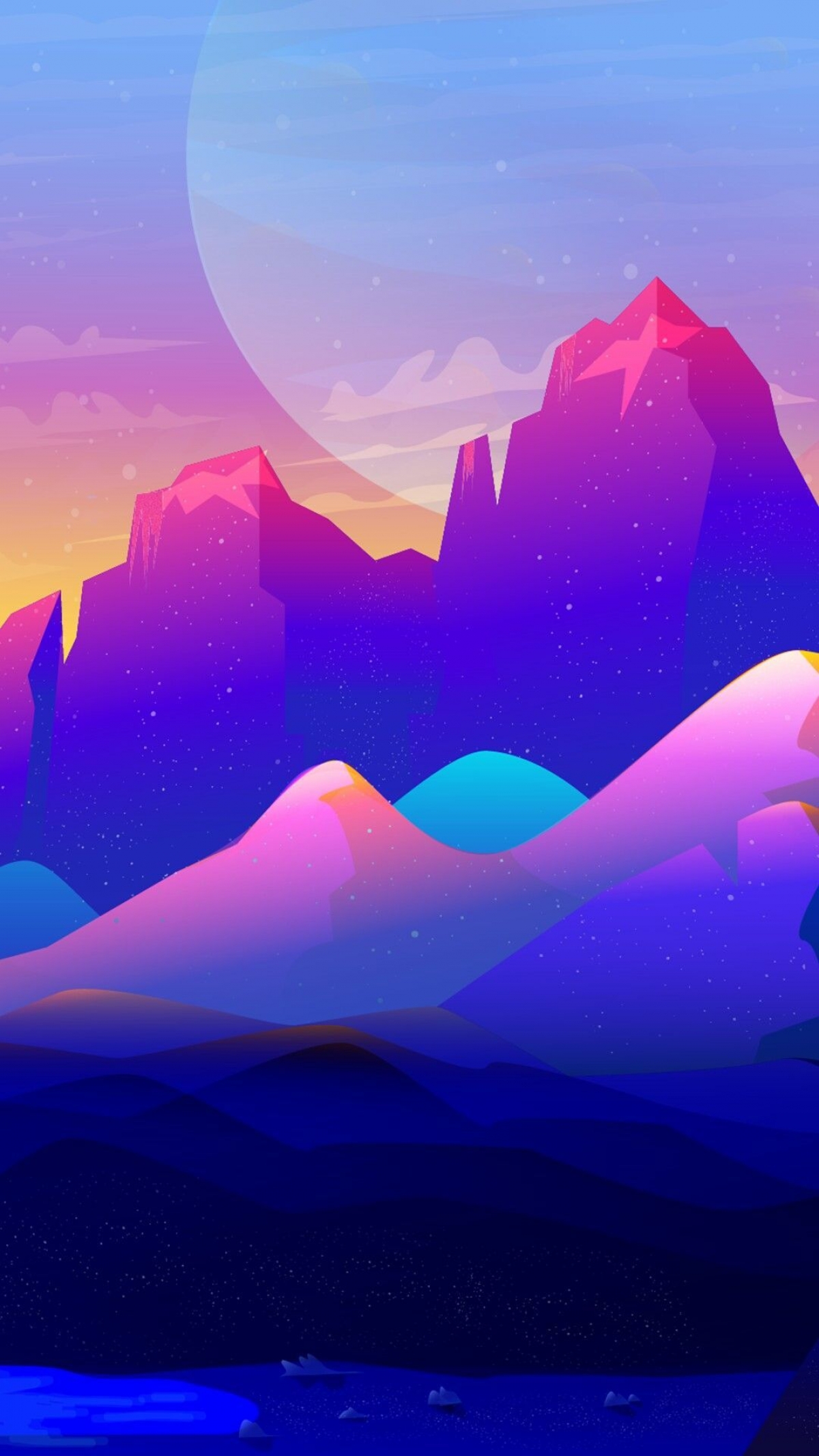 Colorful Cartoon Mountains wallpaper for Apple iPhone, Apple Watch, Mac, iPad and Apple Watch