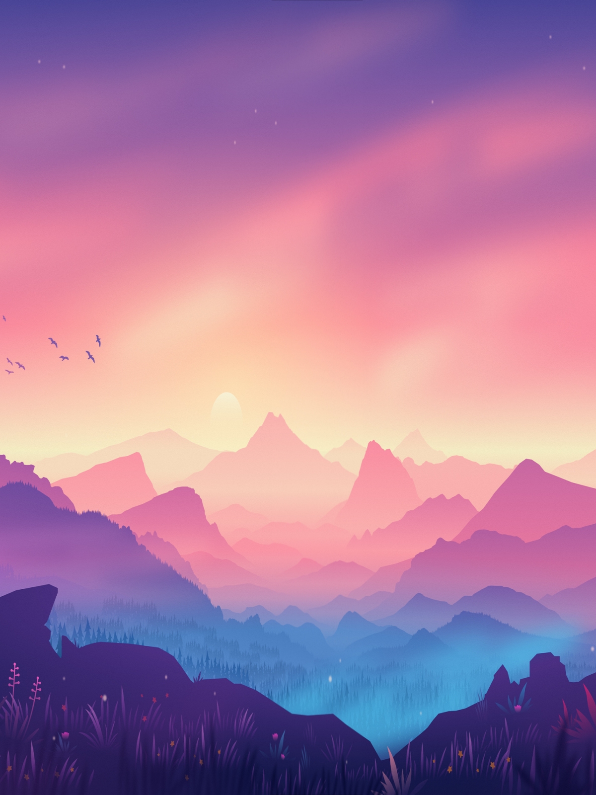 Vibrant Mountains At Sunset