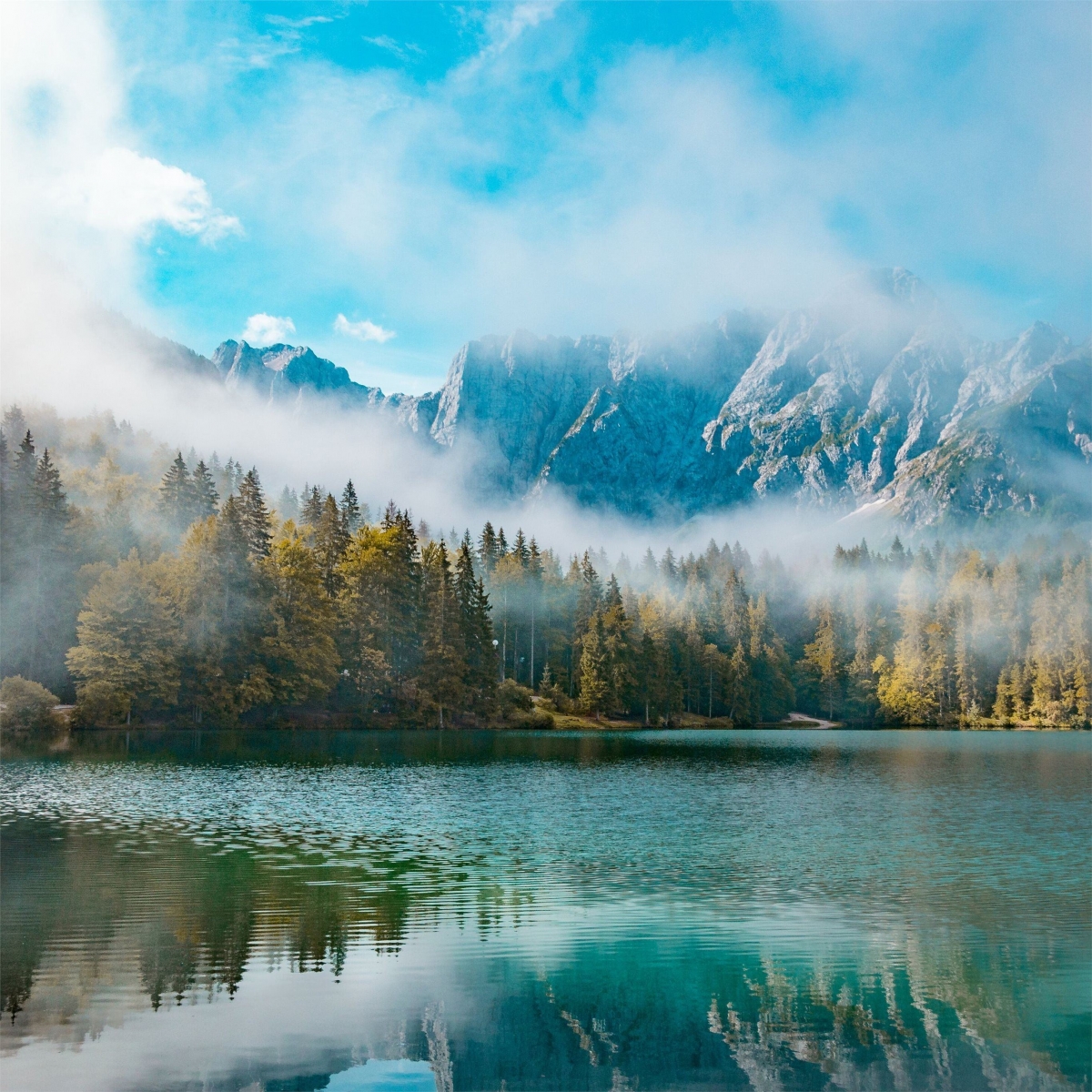 Misty Foggy Gorgeous Lake wallpaper for Apple iPhone, Apple Watch, Mac, iPad and Apple Watch