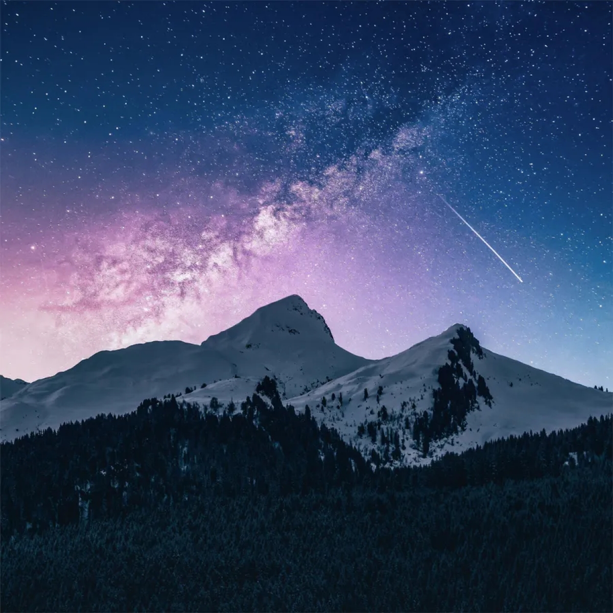 Shooting Star With Mountains