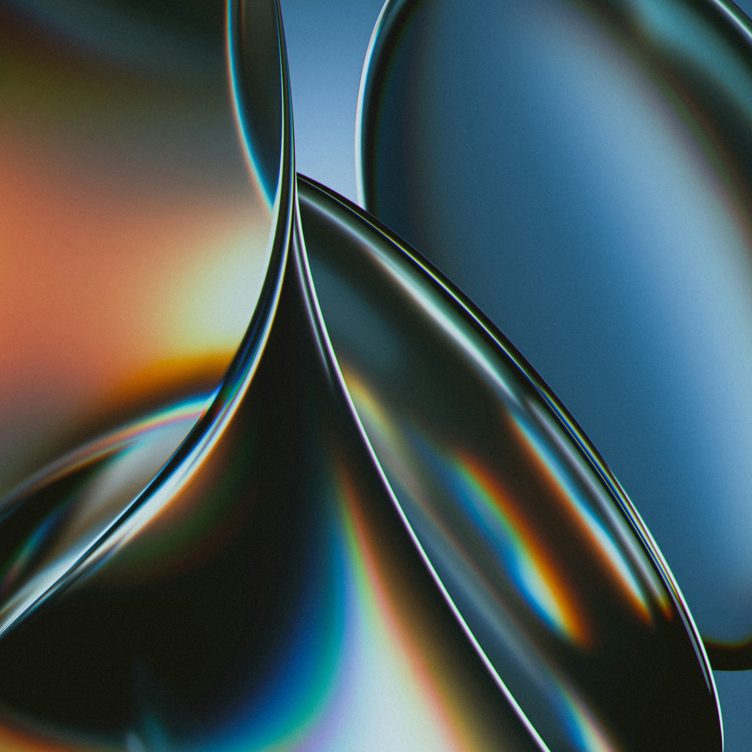 Abstract Iridescent Bubbles Colliding