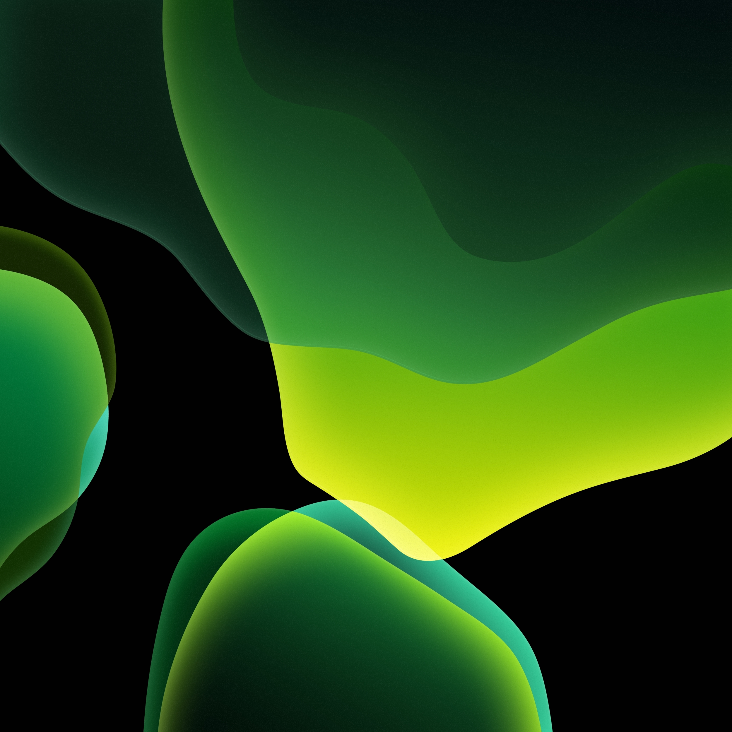 Apple Default Abstract Bubbles Green Dark Mode