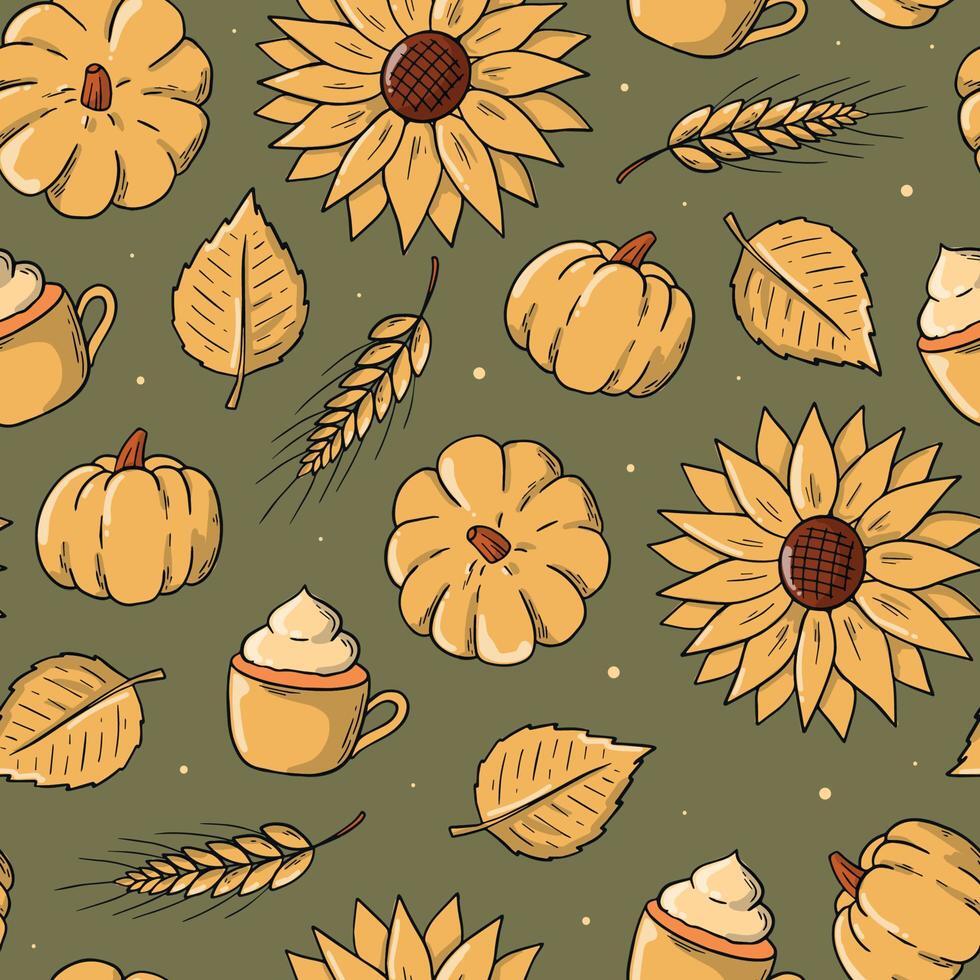 Autumn And Thanksgiving Seamless Pattern With Doodles For Wallpaper Textile Prints Scrapbooking Package Wrapping Paper wallpaper for Apple iPhone, Apple Watch, Mac, iPad and Apple Watch