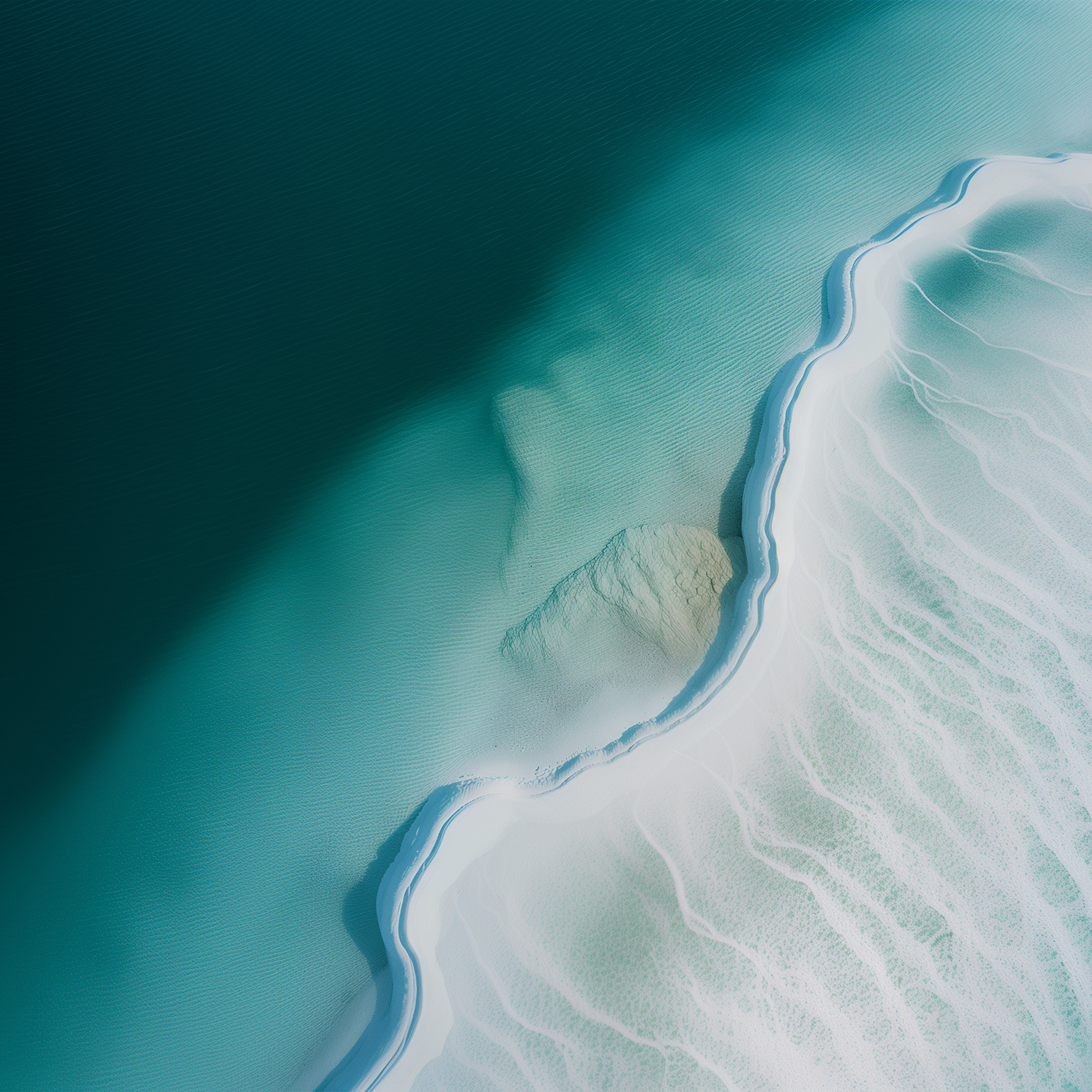Beach From Above Crashing Waves OxygenOS 15 Stock Default Wallpaper Desktop Image For Apple iPad Tablets