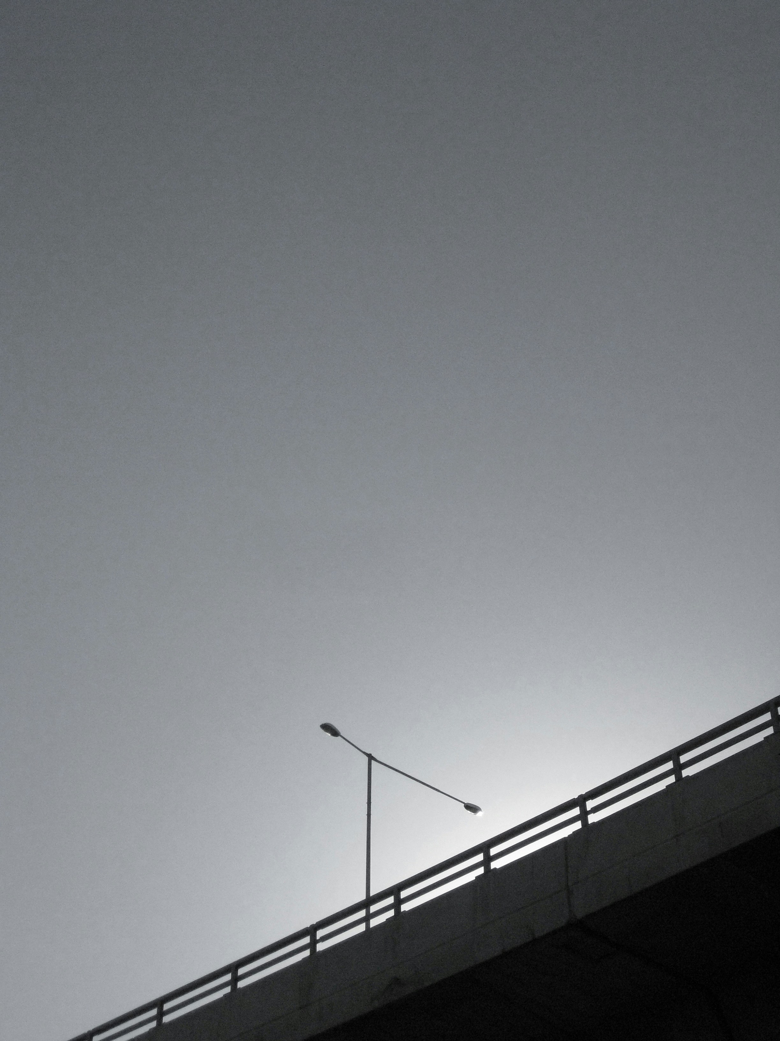 Black And White City Life Bridge And Lamp Post