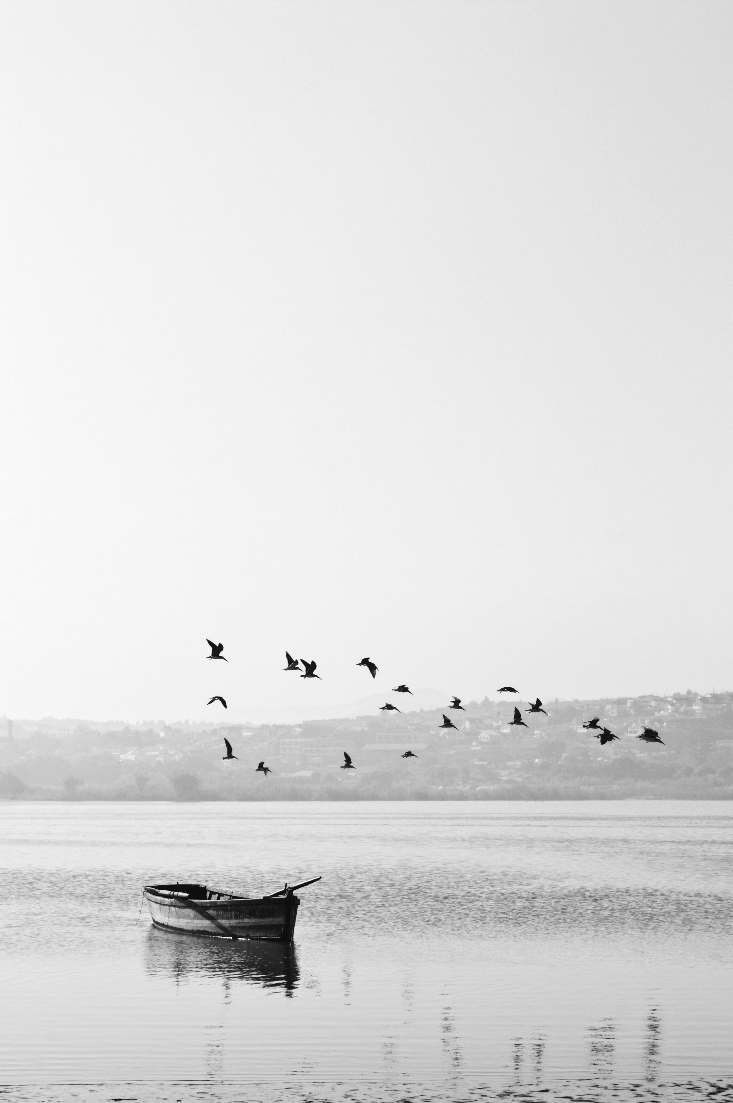 Black And White Landscape Boat
