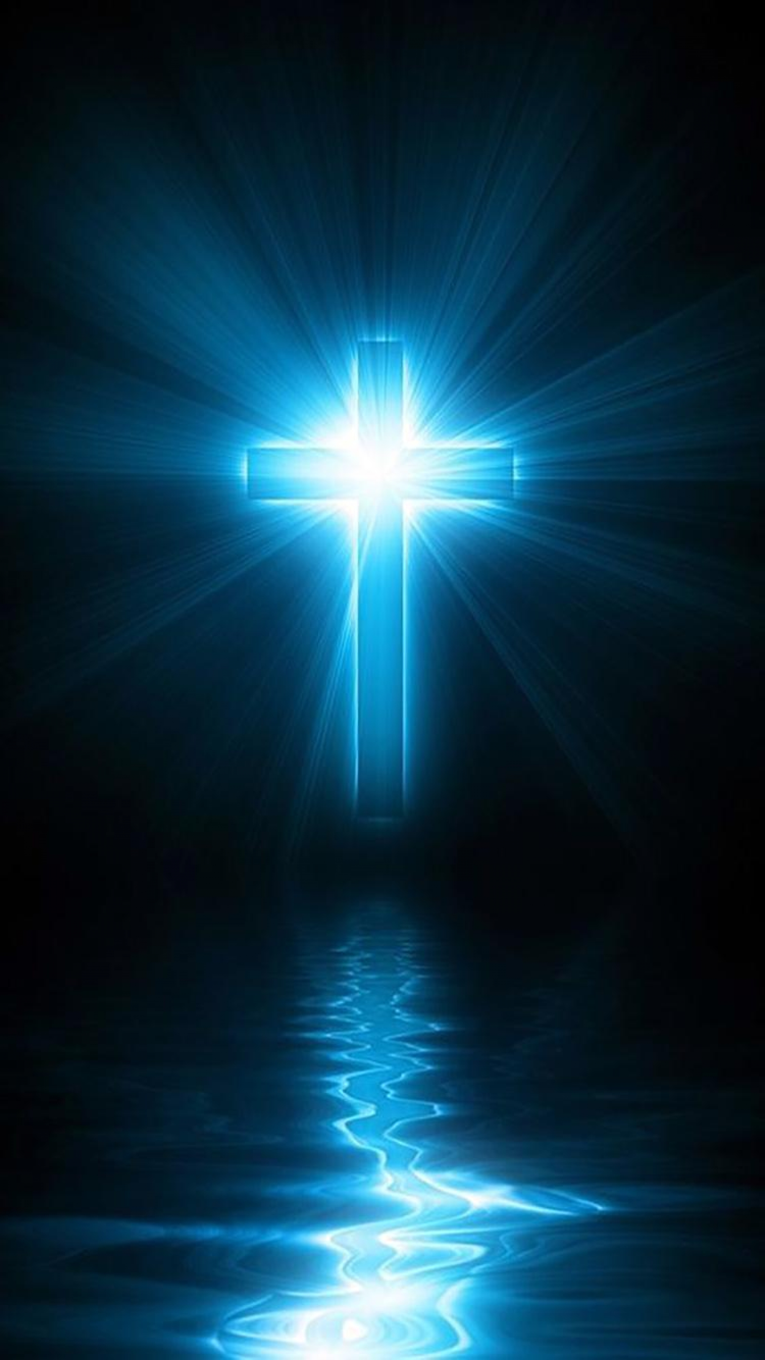 Christian Cross Of Jesus Christ Glowing Blue Christlike