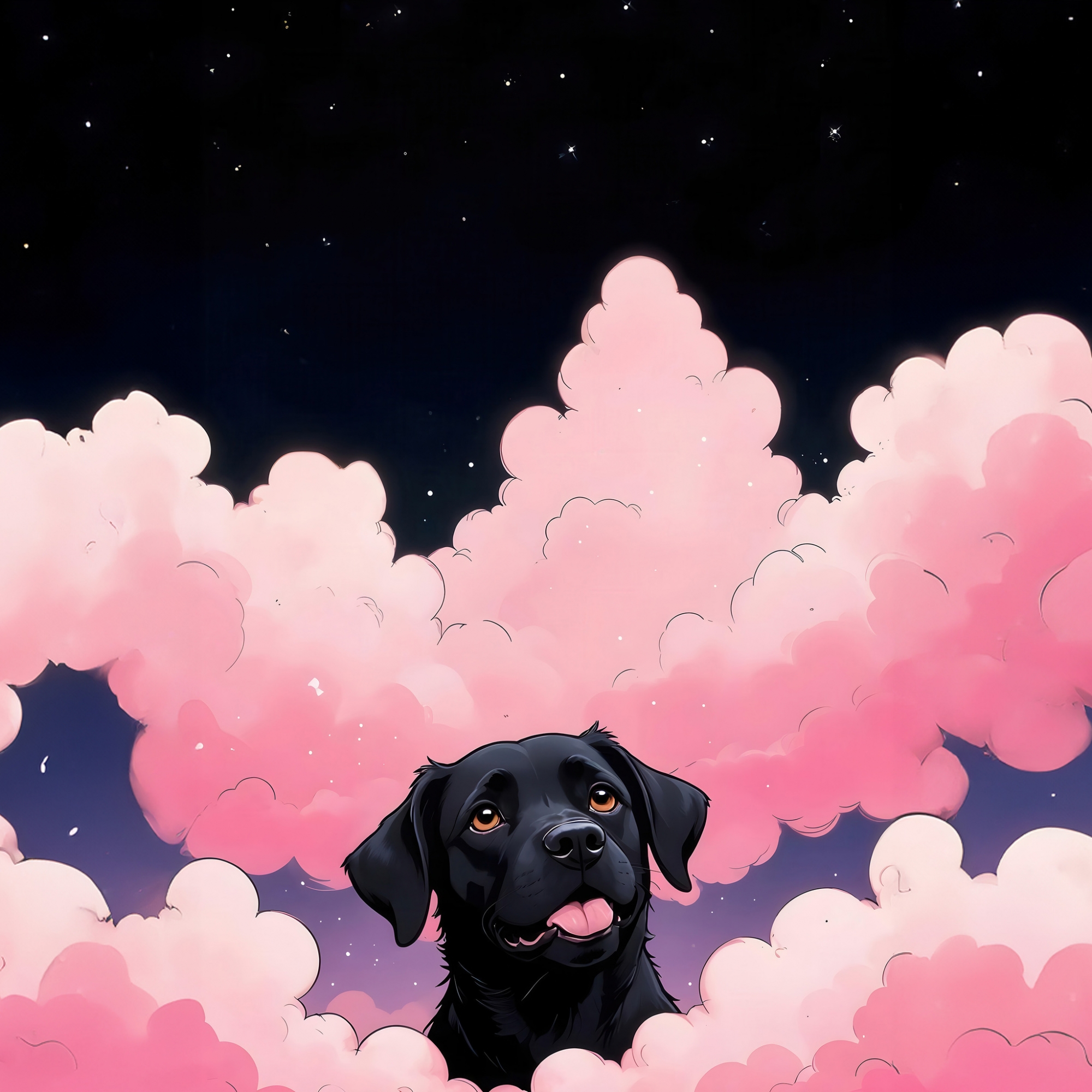 Cute Dog In Pink Clouds 4K Creative Aww