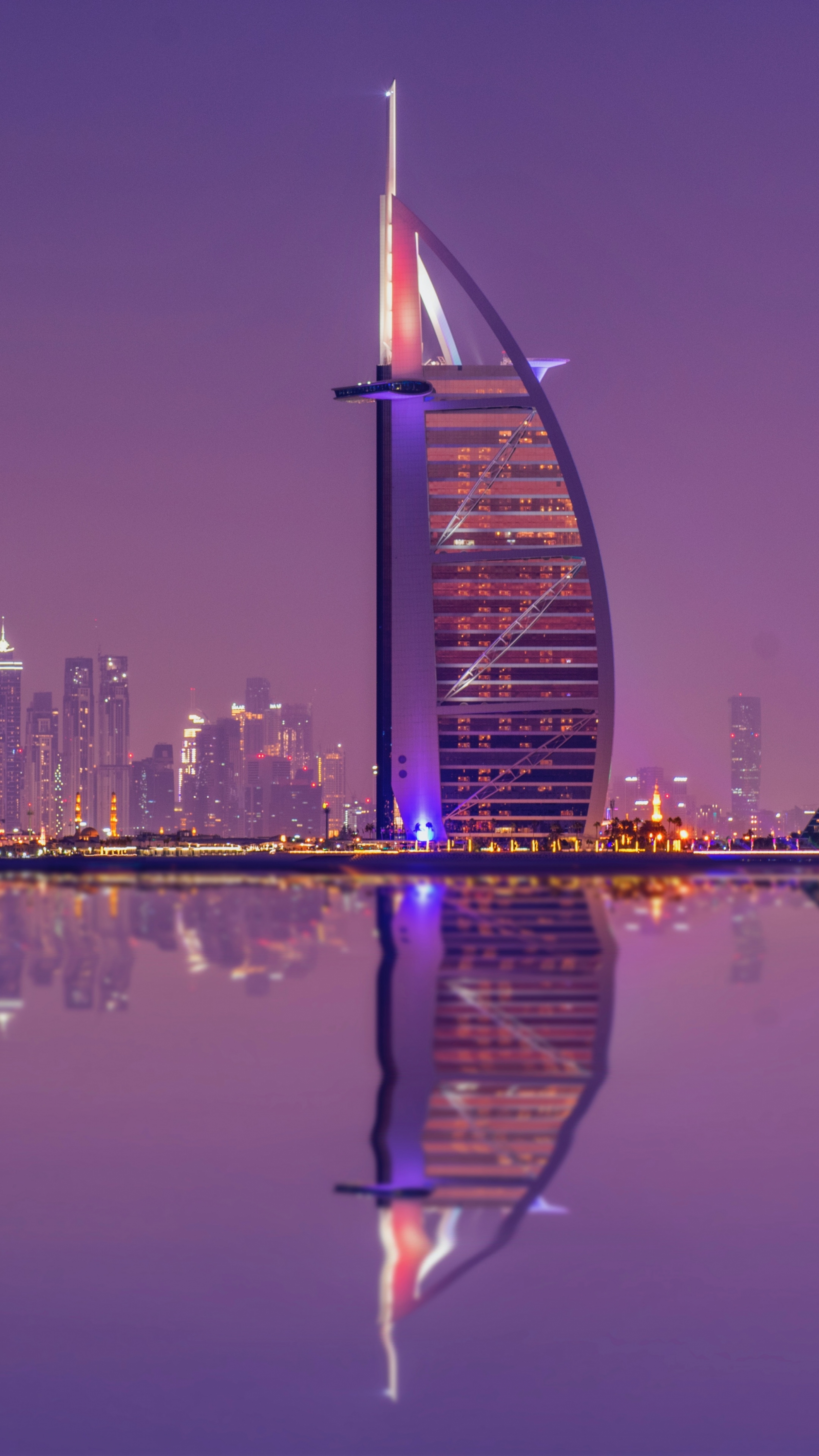 Dubai Burj Al Arab Purple Sky wallpaper for Apple iPhone, Apple Watch, Mac, iPad and Apple Watch