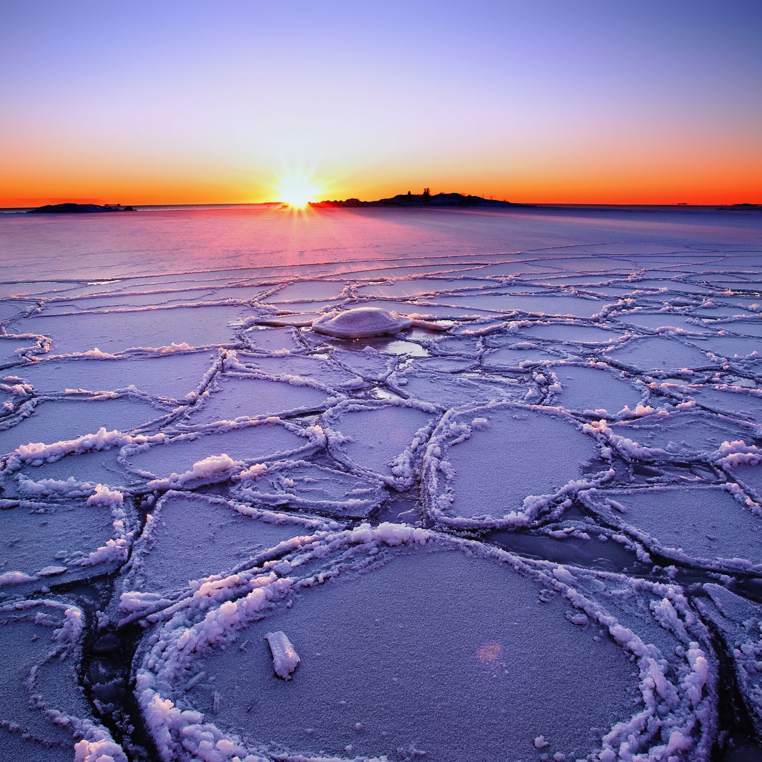 Frozen Lake At Sunrise