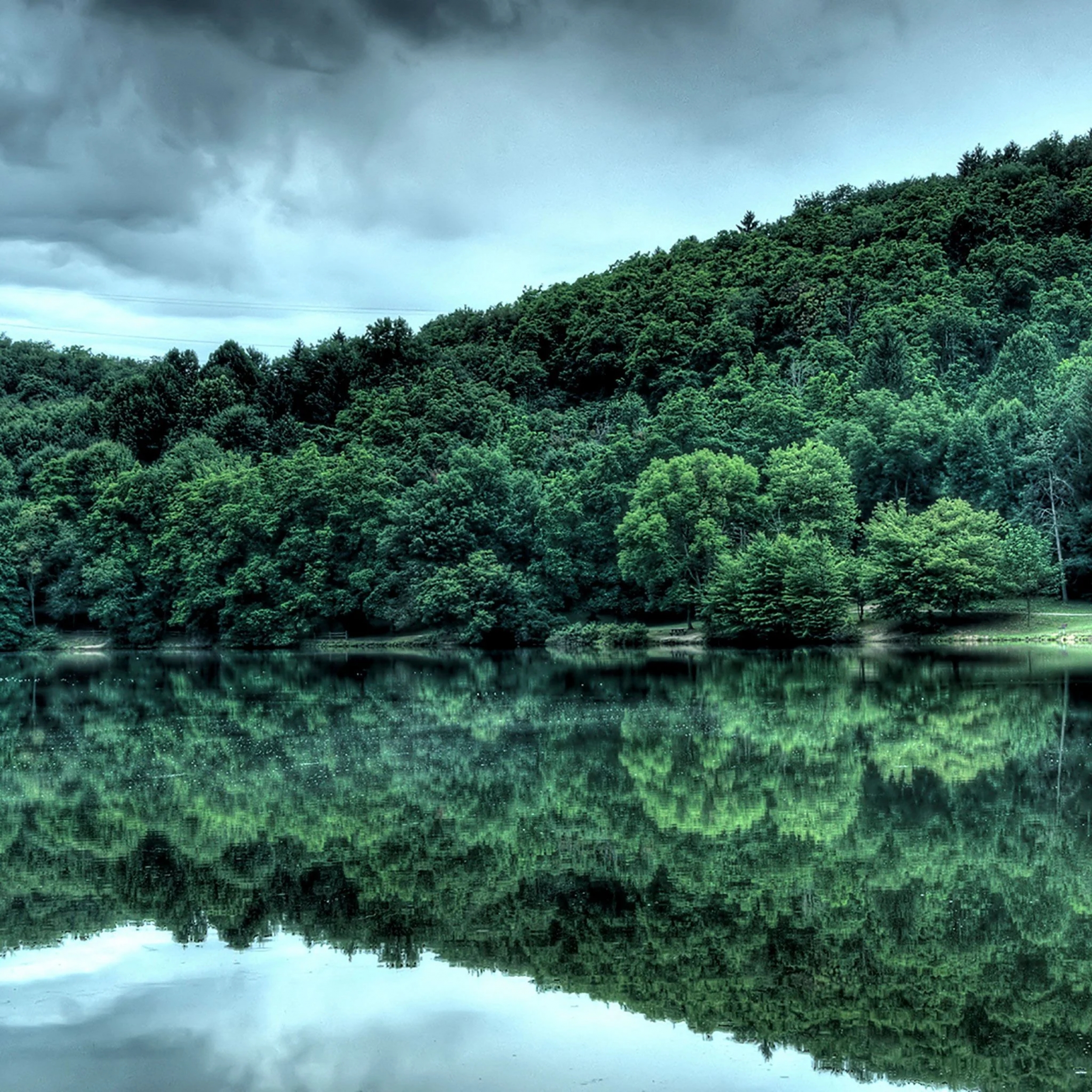 Gloomy Dark Green Mountain Landscape