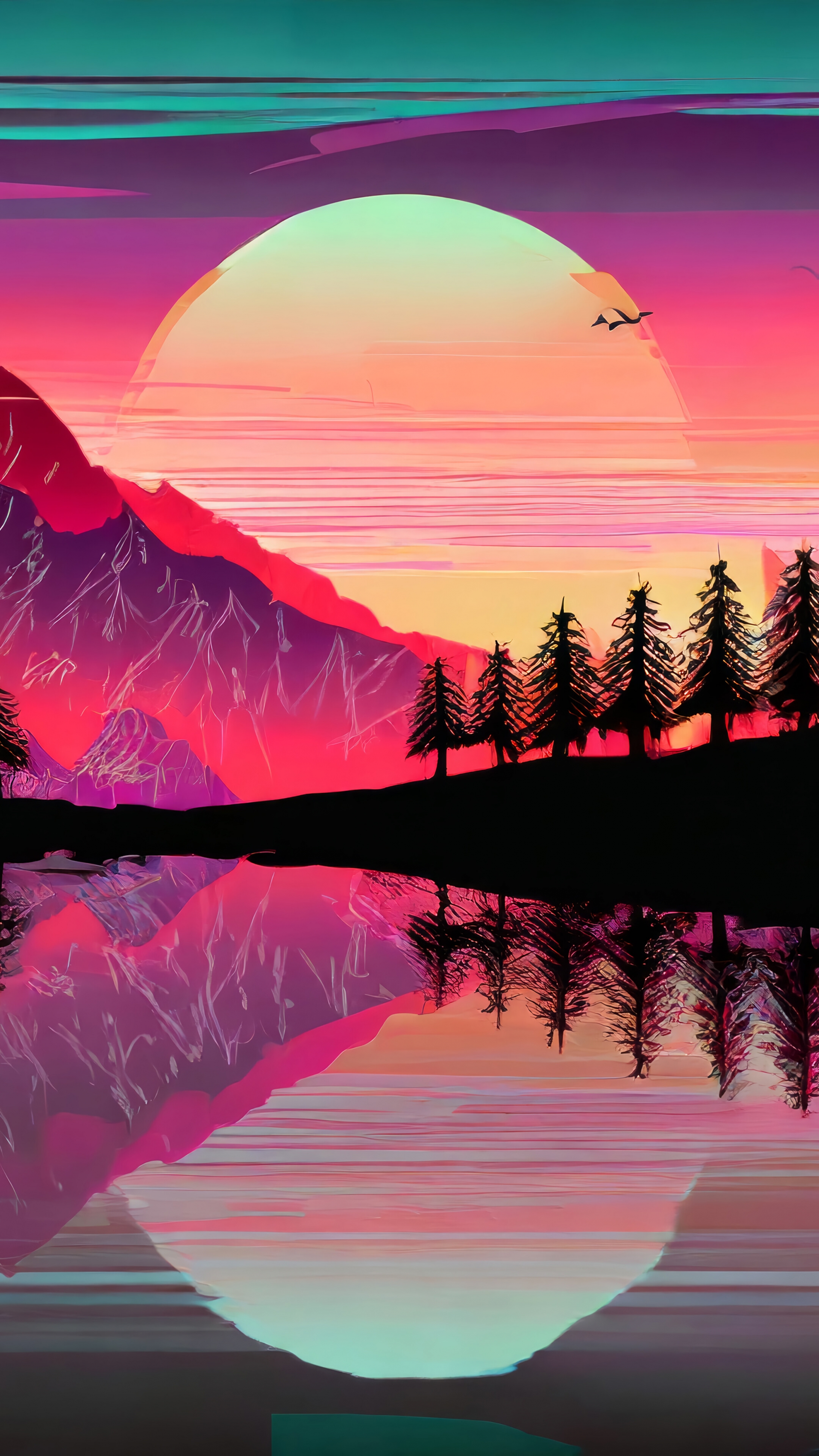 Gorgeous Colorful Sunset Digital Art Most Popular Mountain And Sun wallpaper for Apple iPhone, Apple Watch, Mac, iPad and Apple Watch