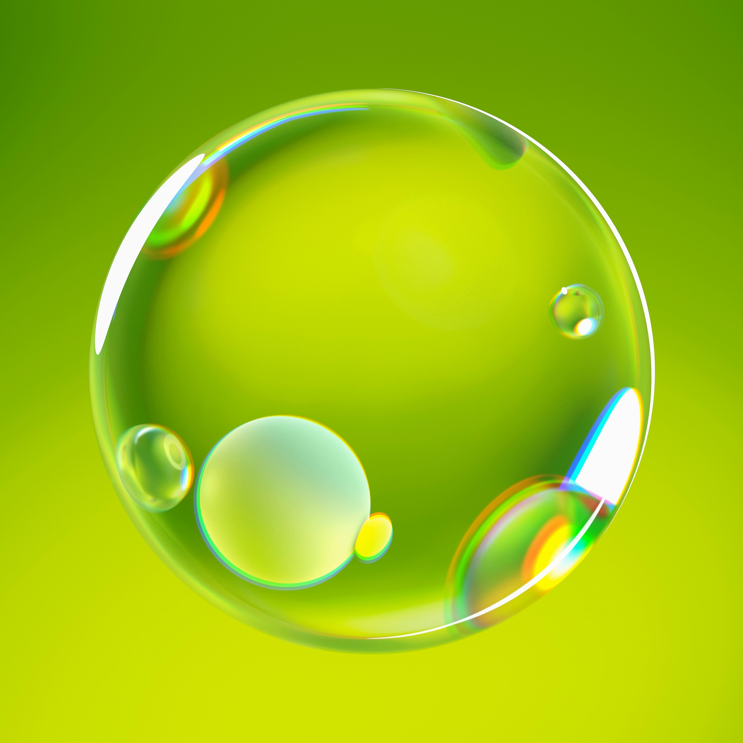 Green Nature Rain Drop Bubbles Iridescent Green