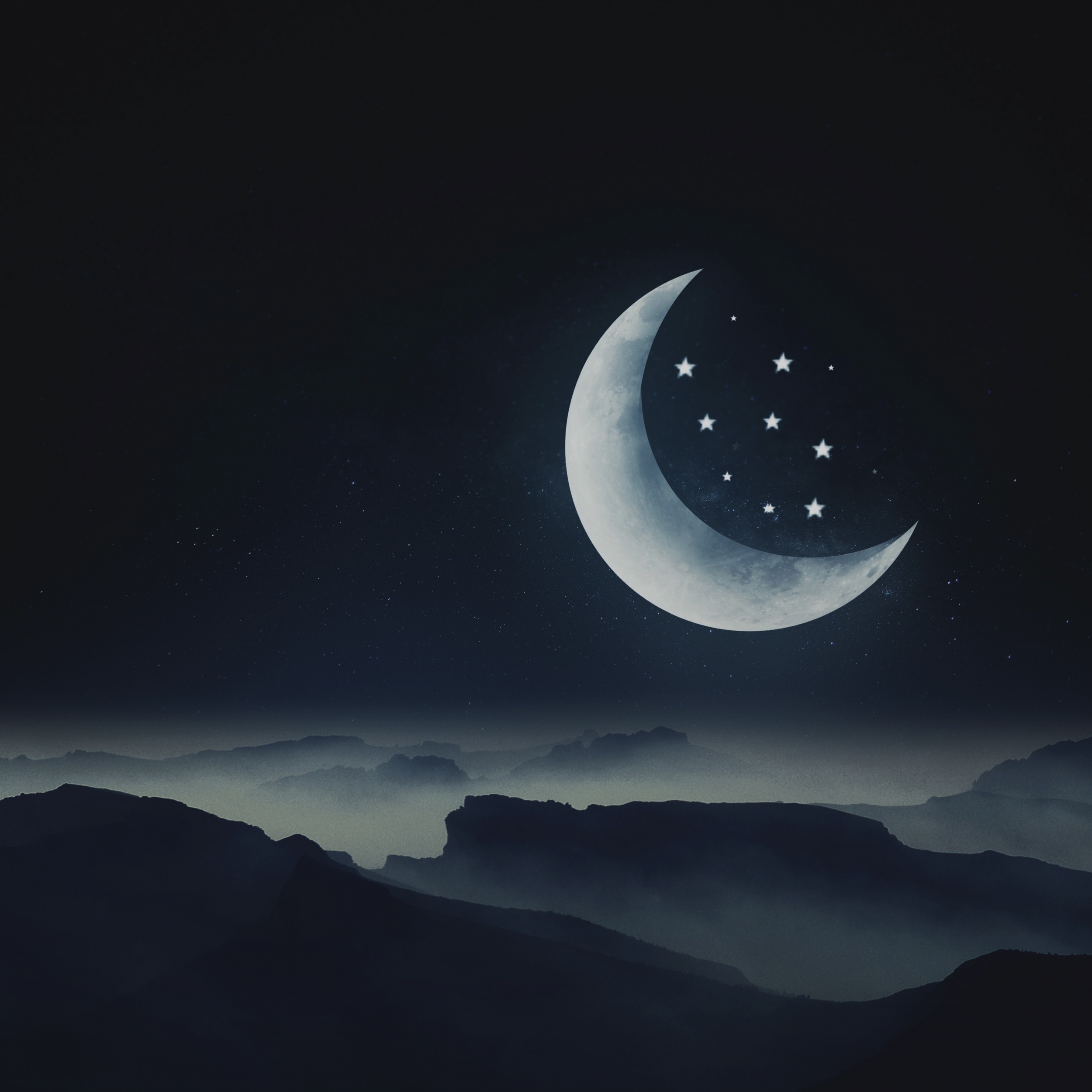 Half Moon Stars Mountains Night Best Free Wallpapers Backgrounds Desktop Pictures For Apple iPad Tablets And Android HD High Resolution 4K wallpaper for Apple iPhone, Apple Watch, Mac, iPad and Apple Watch