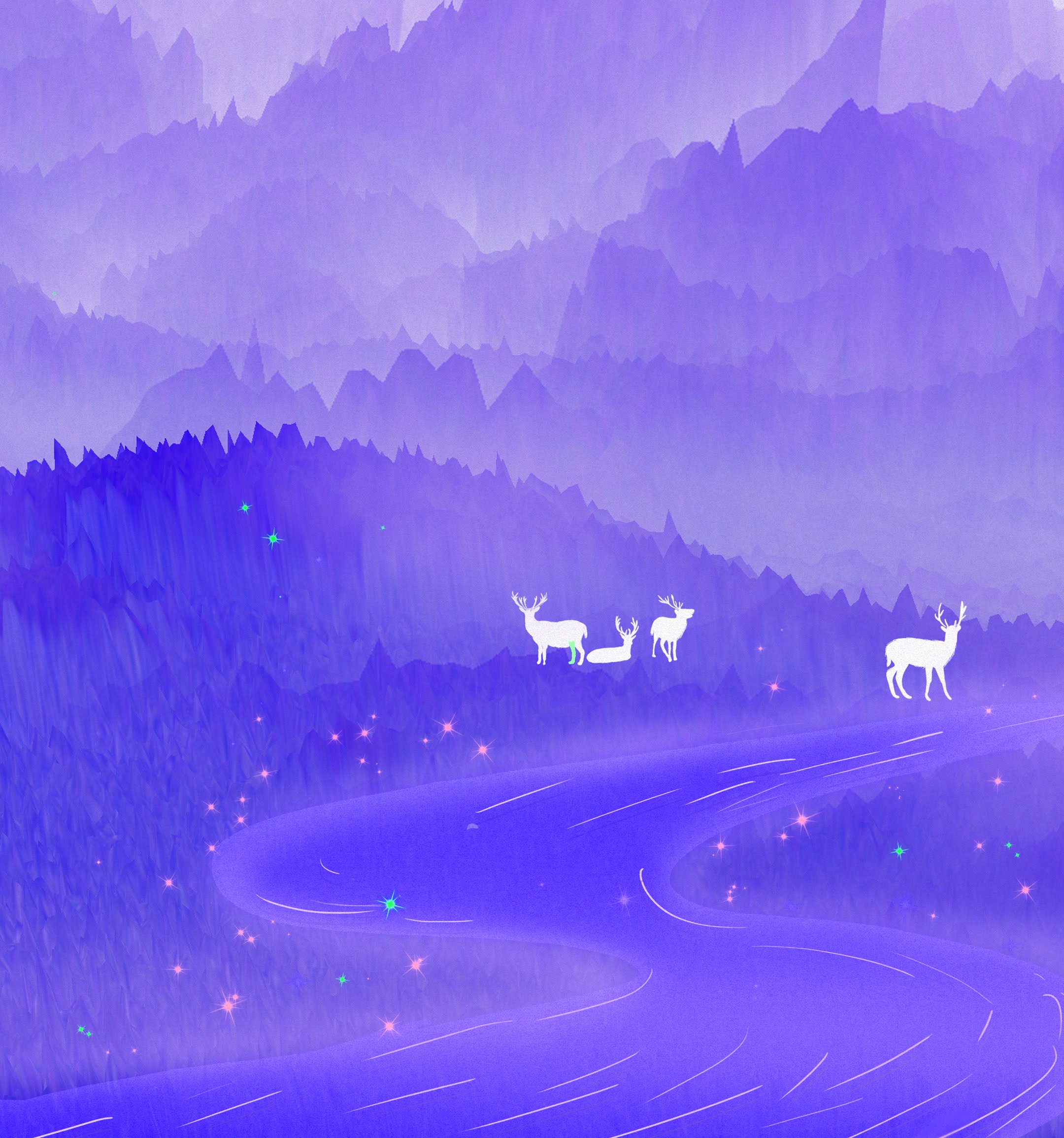 Huawei Nova 4 Stock Deer White Silhouette Animation wallpaper for Apple iPhone, Apple Watch, Mac, iPad and Apple Watch