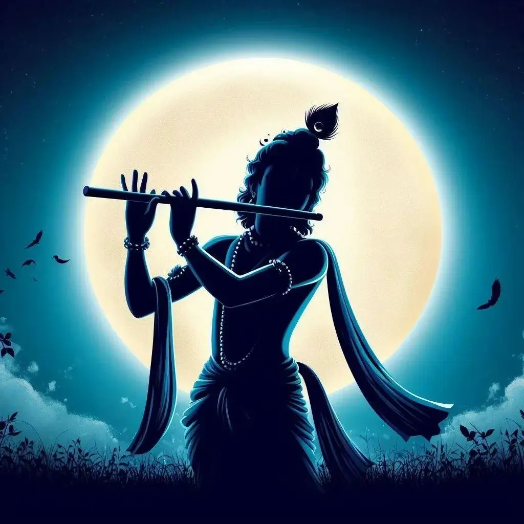 Indian Lord Krishna Bright Blue Moon