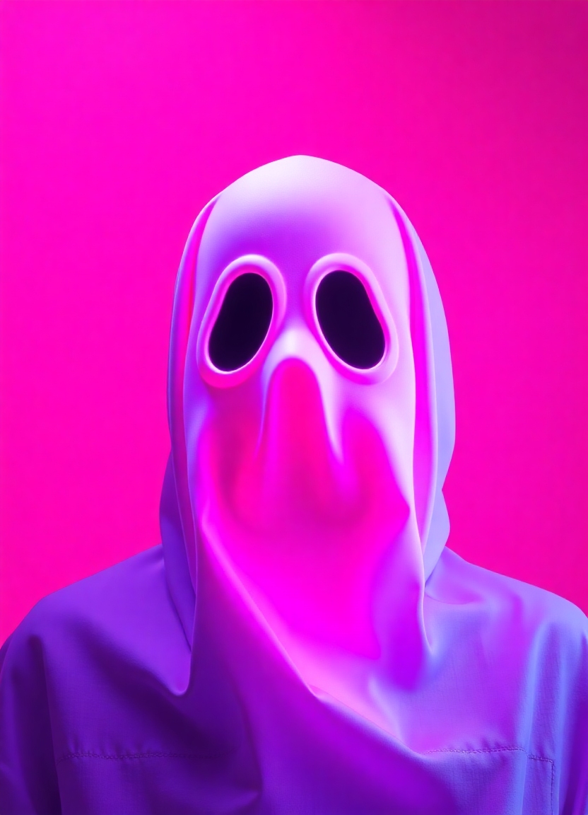 A Neon Ghost Face — Free iPad Wallpaper (4K/HD) | 2026