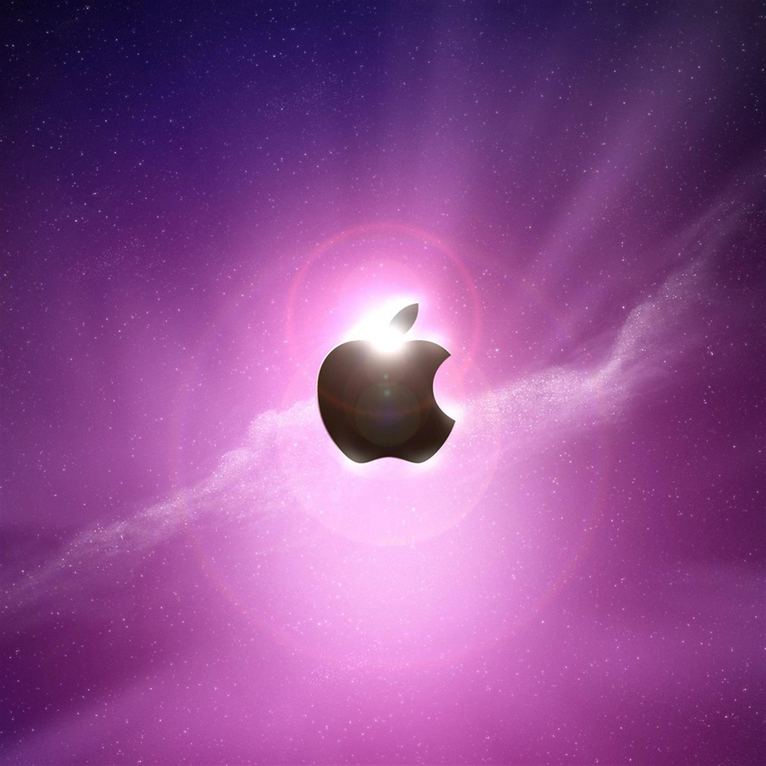 iPadOS Stock Glowing Apple Logo In Space Nebula