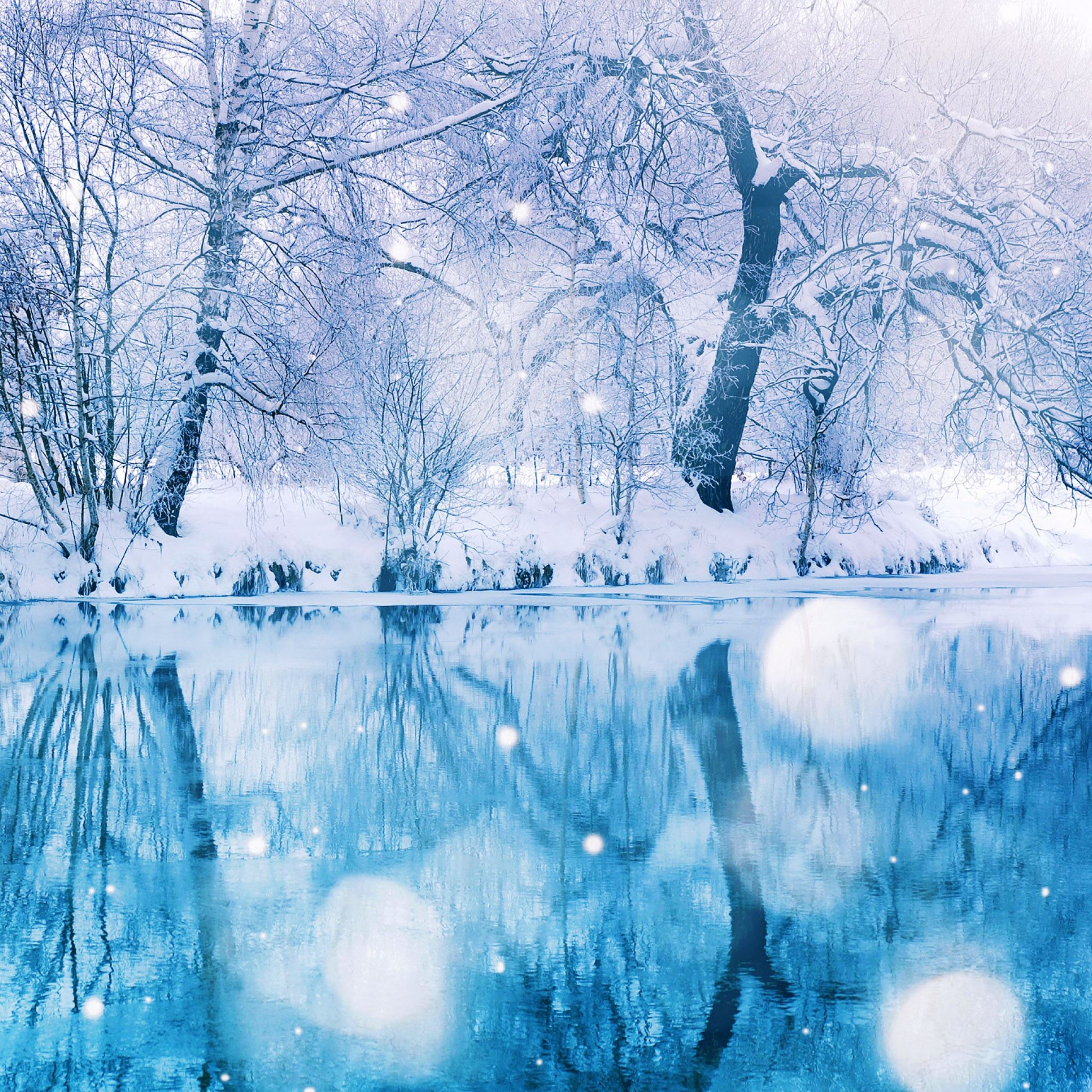 Mid Winter Small Lake Frozen wallpaper for Apple iPhone, Apple Watch, Mac, iPad and Apple Watch